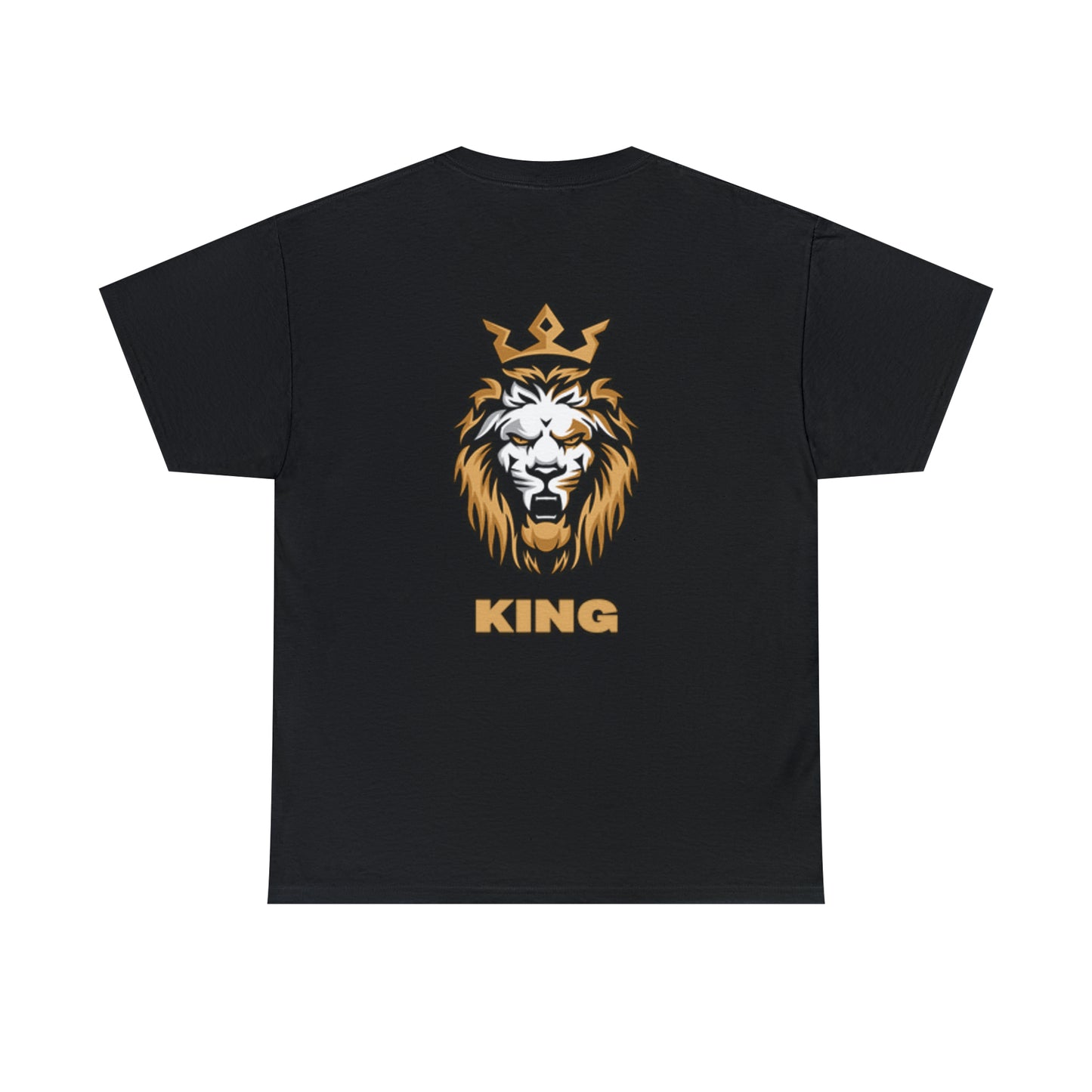 Mens Heavy Cotton Tee, King of the Jungle Back of Shirt w/Logo on Front