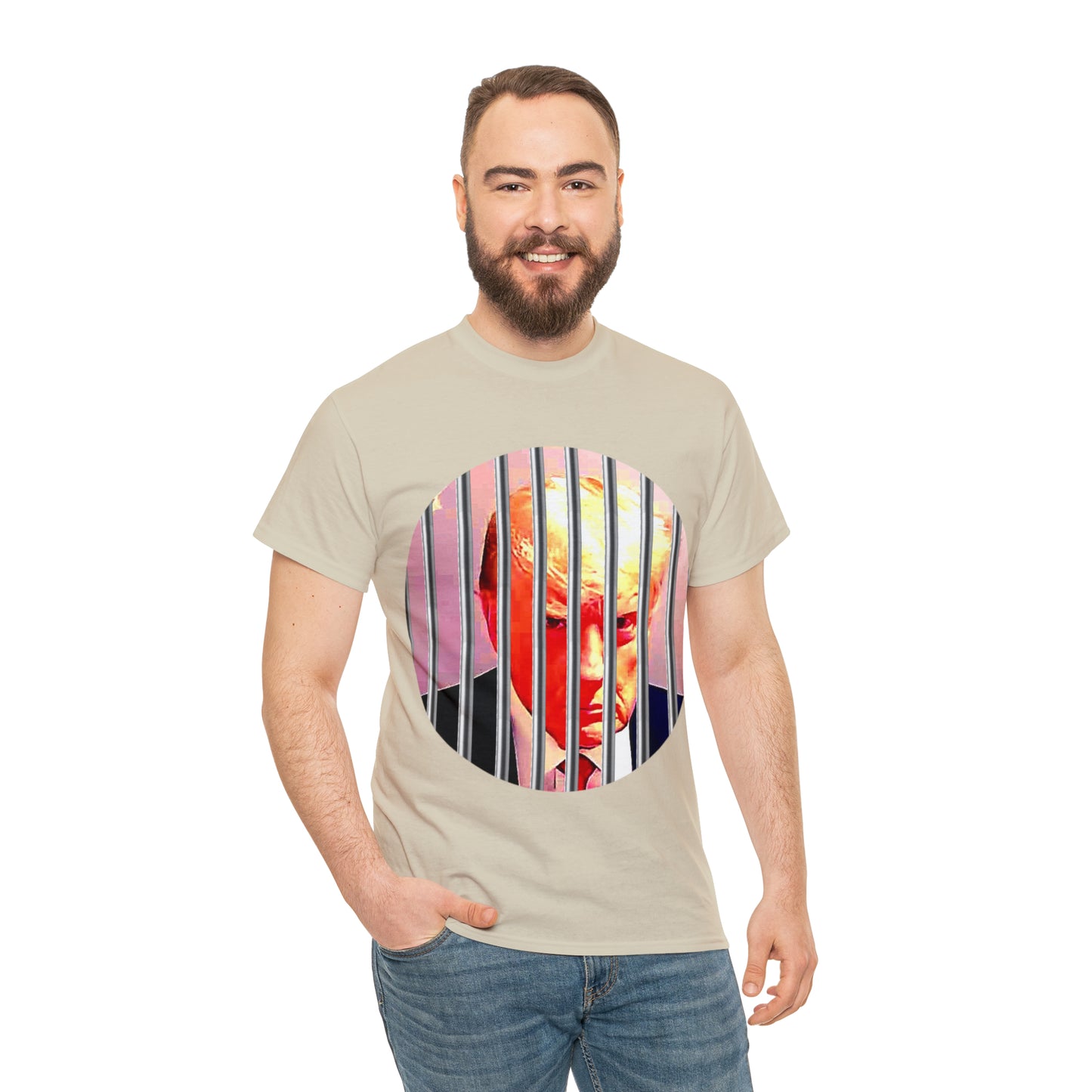 Unisex Heavy Cotton Tee, Donald Trump Behind Bars