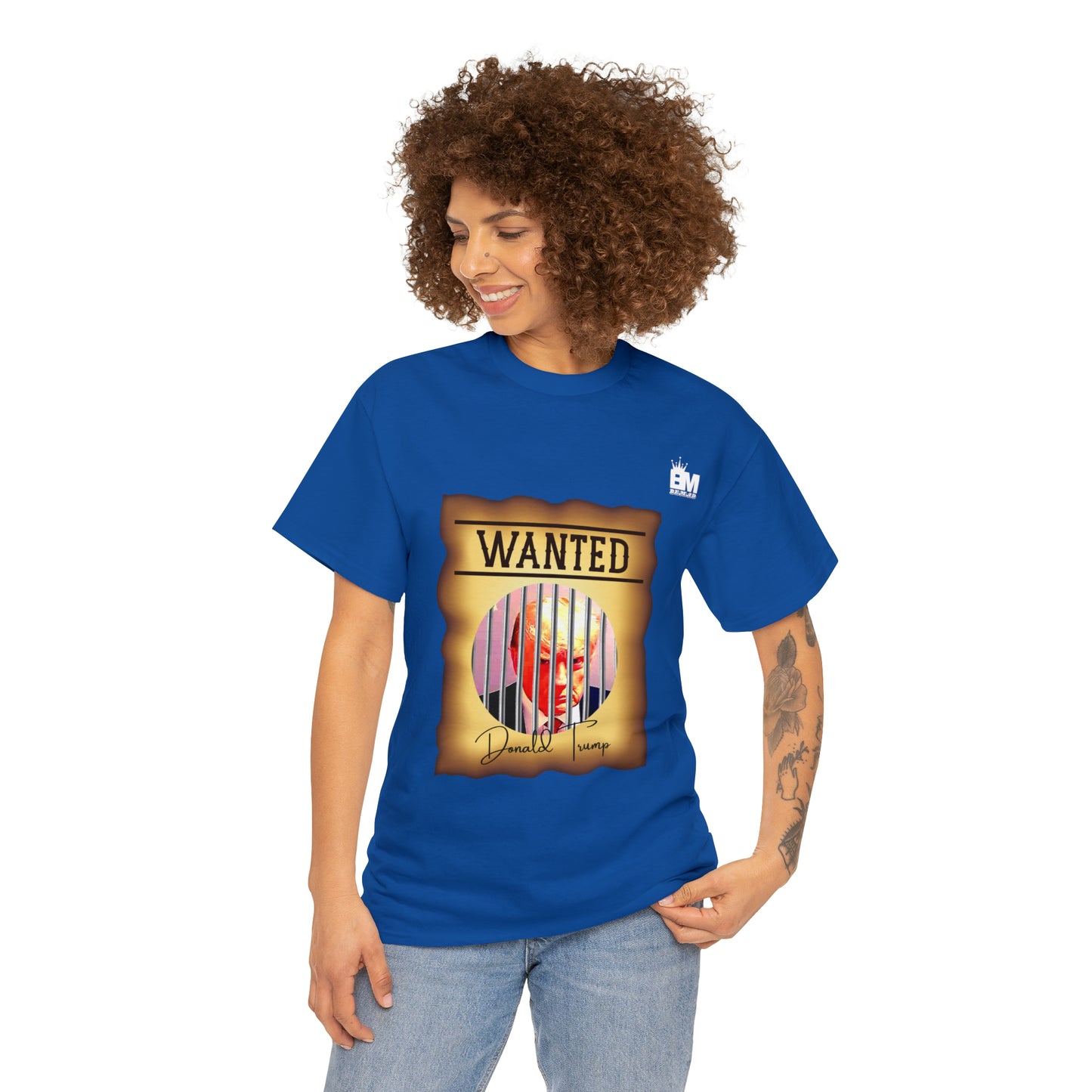 Unisex Heavy Cotton Tee, Uncle Sam Wants Donald Trump Behind Bars, Color Wanted Poster