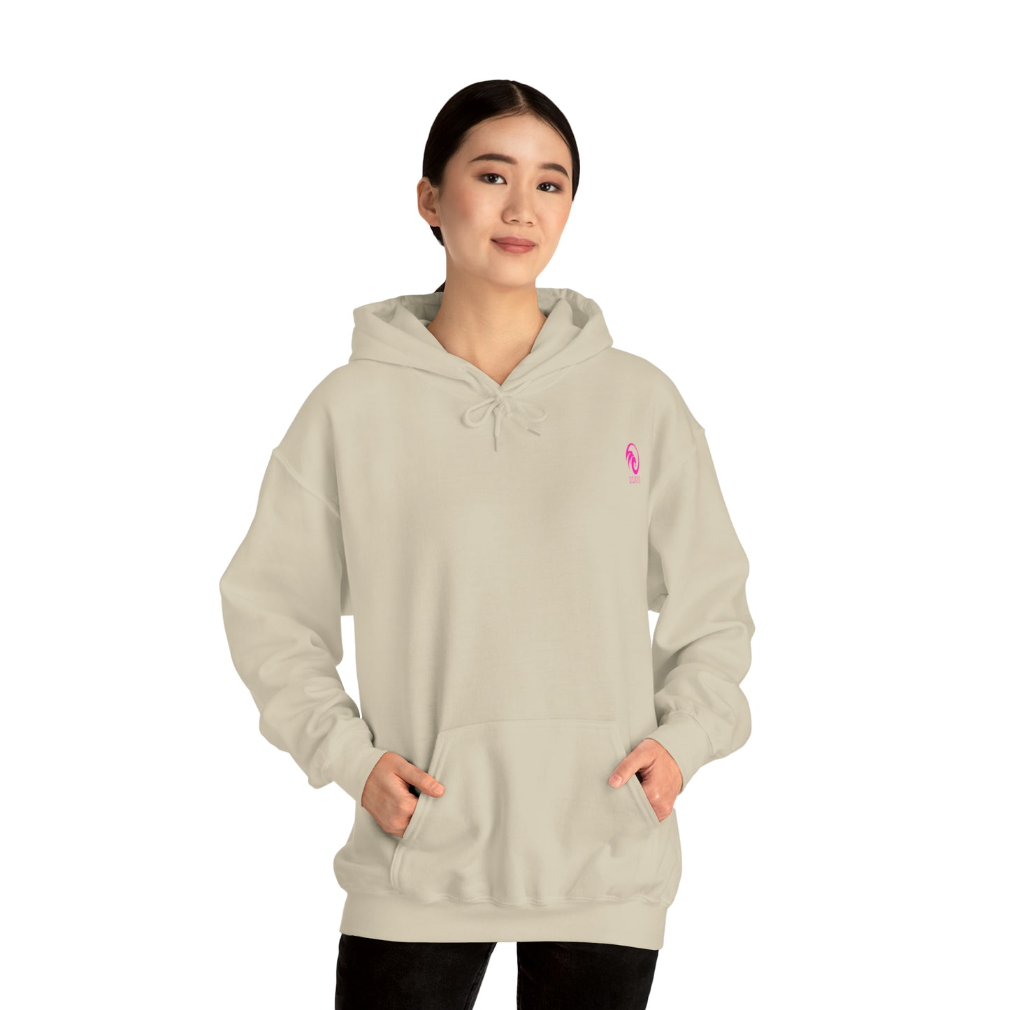 Women's Heavy Blend™ Hooded Sweatshirt - Lion Queen on back of hoodie, w/LOGO on front