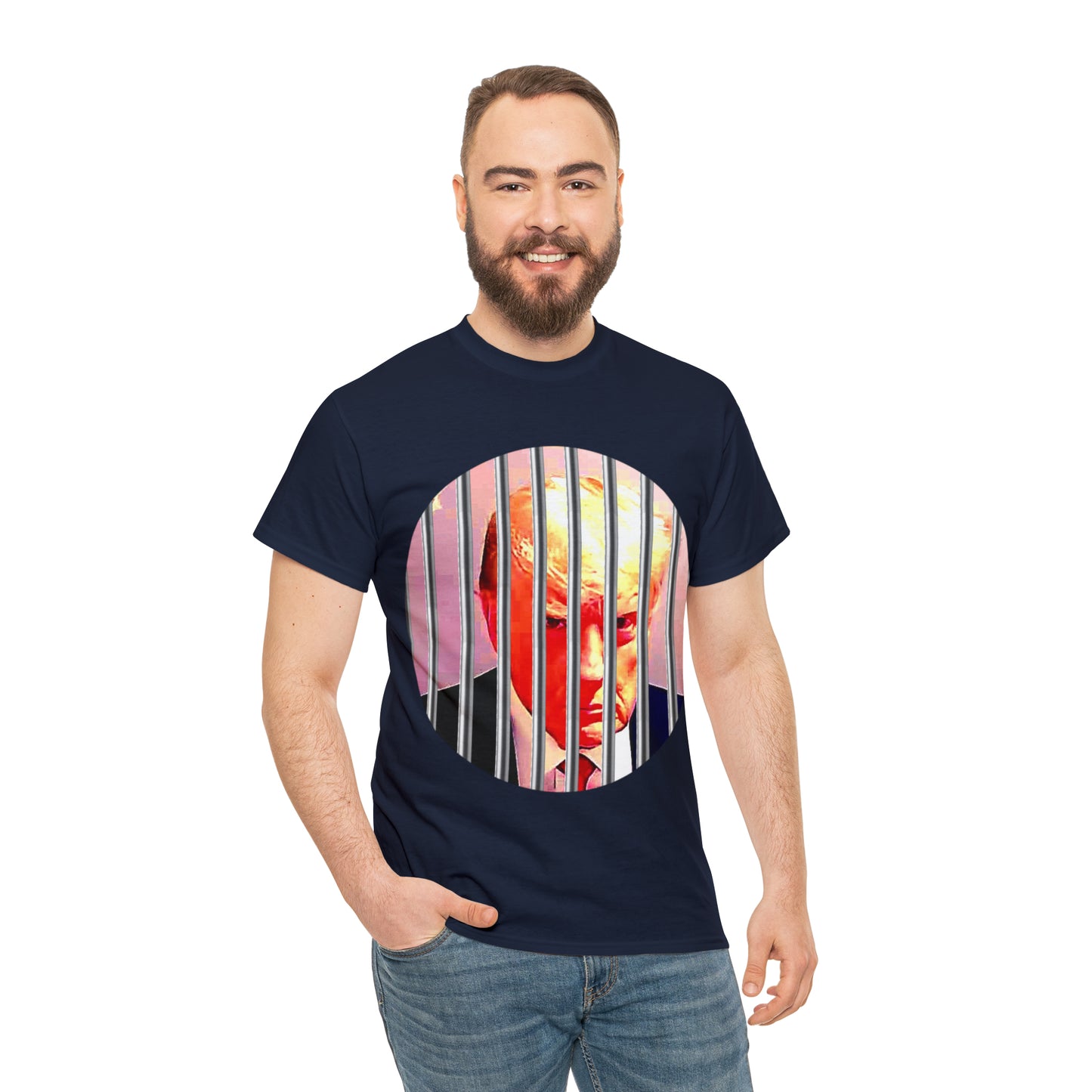 Unisex Heavy Cotton Tee, Donald Trump Behind Bars