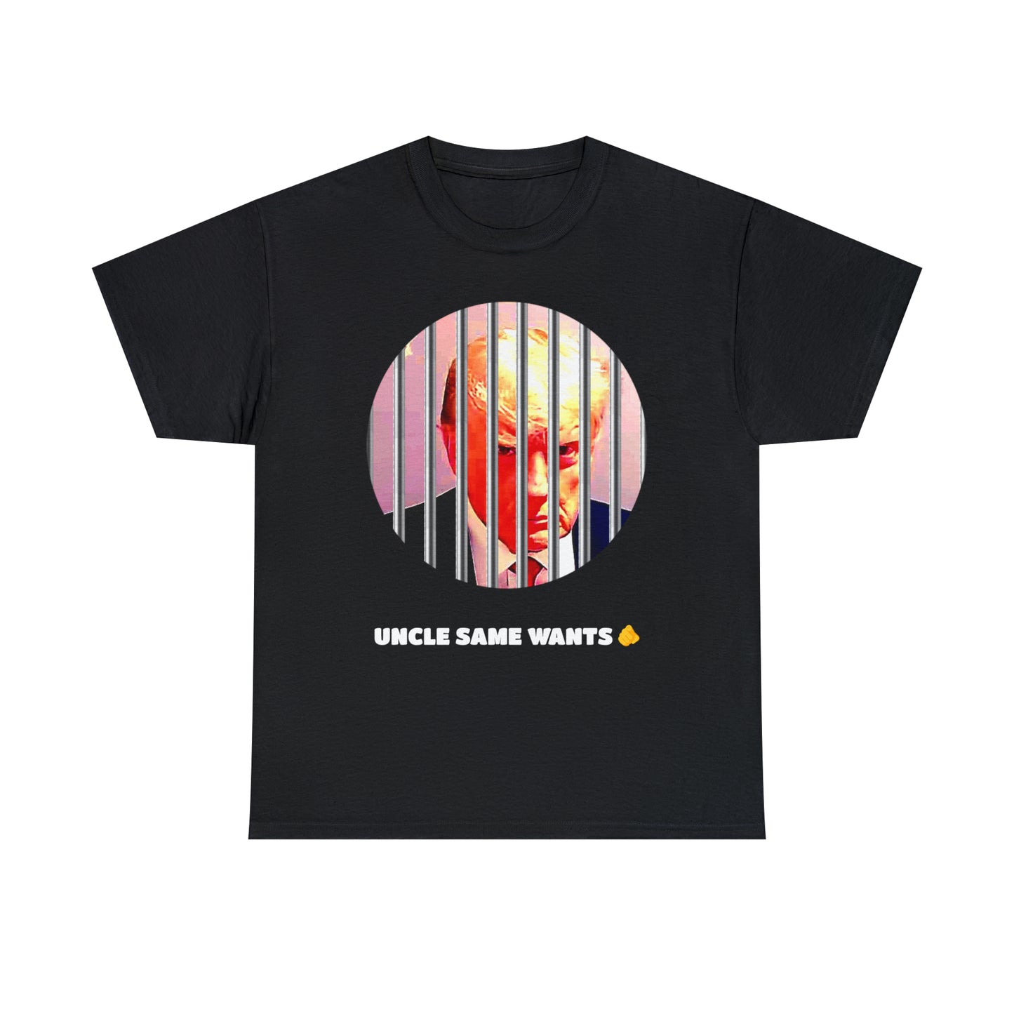 Unisex Heavy Cotton Tee, Uncle Sam Wants Donald Trump Behind Bars, TM1USWYCIR