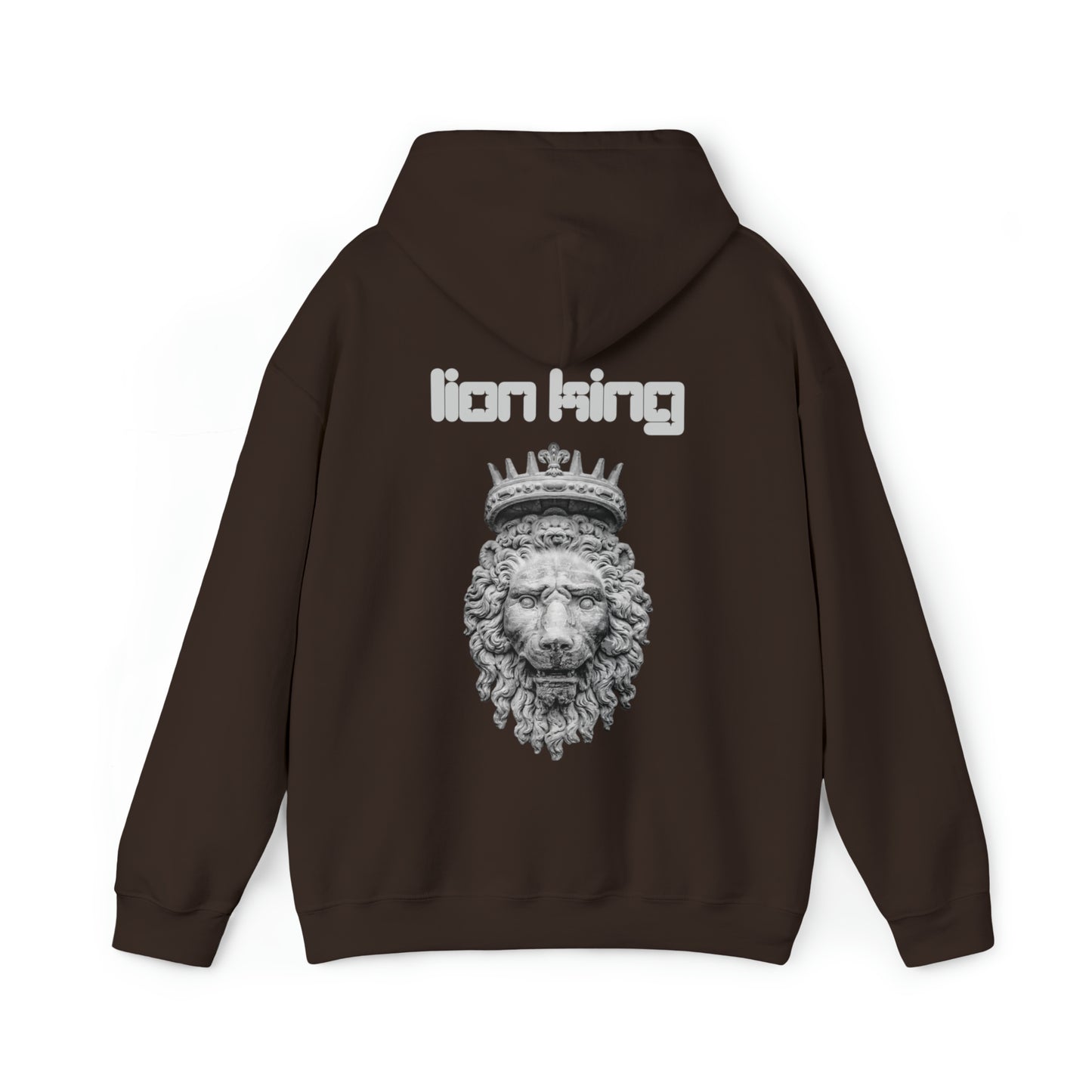 Mens Heavy Blend™ Hooded Sweatshirt - Lion King Gray on back of hoodie, w/LOGO on Front