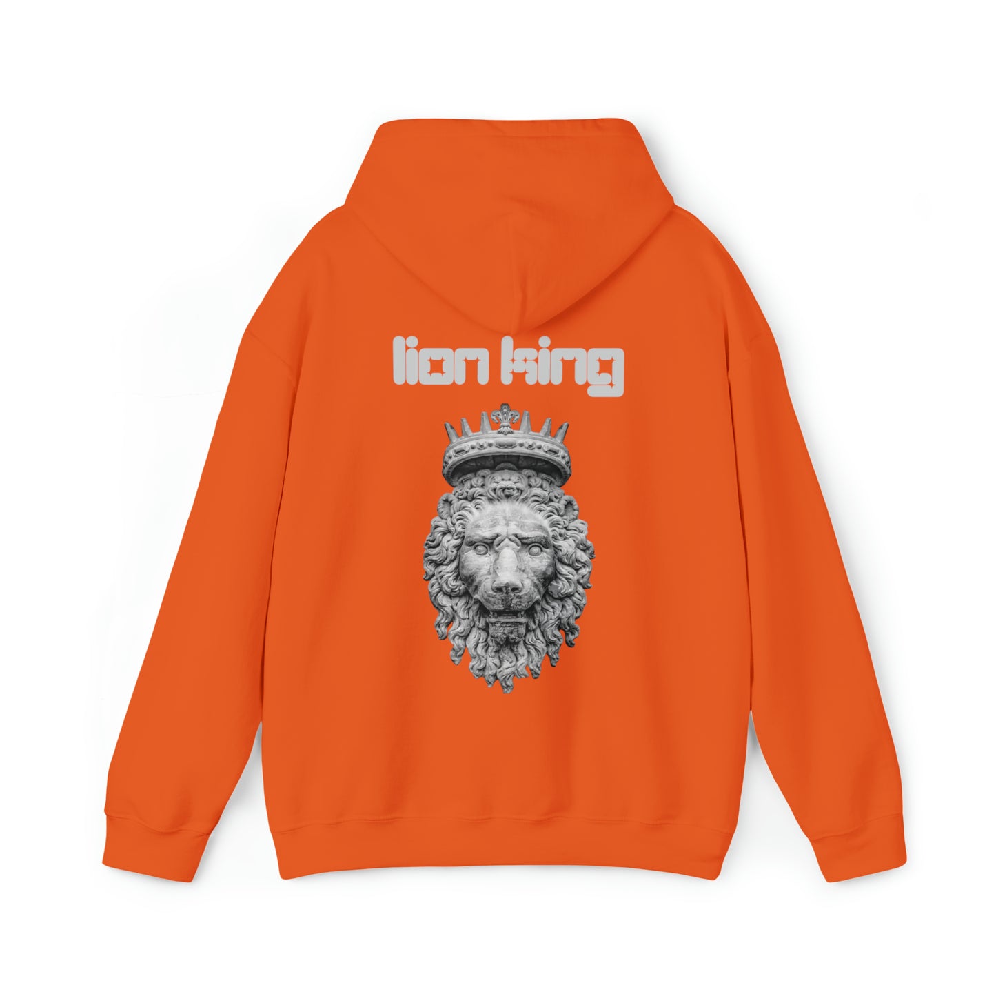 Mens Heavy Blend™ Hooded Sweatshirt - Lion King Gray on back of hoodie, w/LOGO on Front