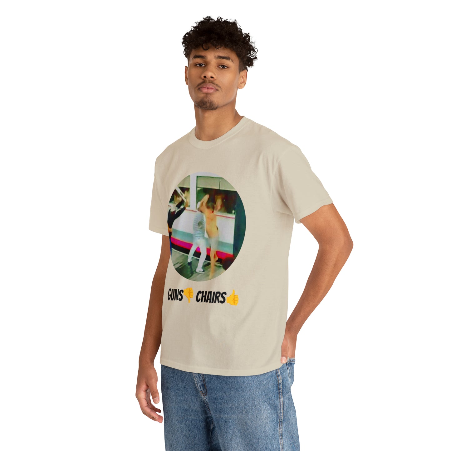 Unisex Heavy Cotton Tee, Guns Down Chairs Up, TM1GDCUCIR