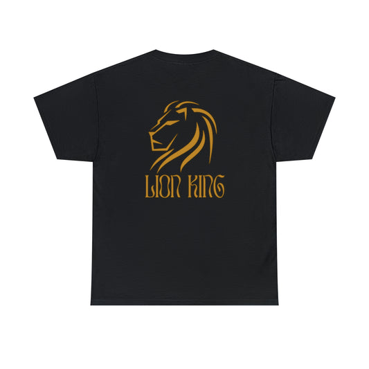 Mens Heavy Cotton Tee, Lion King Back of Shirt, W/LOGO front