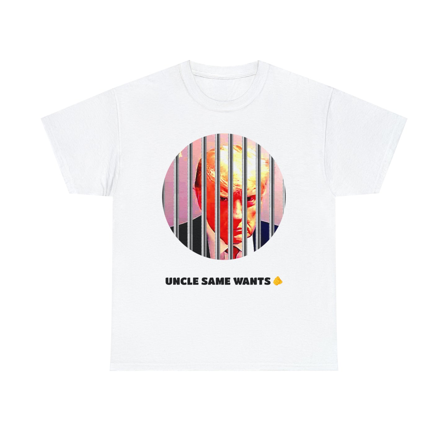 Unisex Heavy Cotton Tee, Uncle Sam Wants Donald Trump Behind Bars, TM1USWYCIR