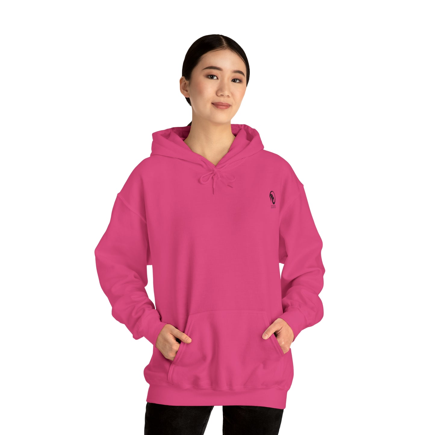 Women's Heavy Blend™ Hooded Sweatshirt - Lion Queen on back of hoodie, w/LOGO on front