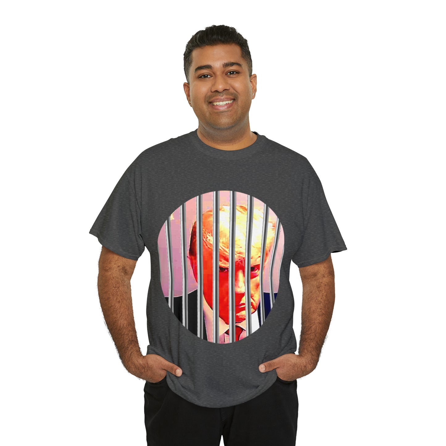 Unisex Heavy Cotton Tee, Donald Trump Behind Bars