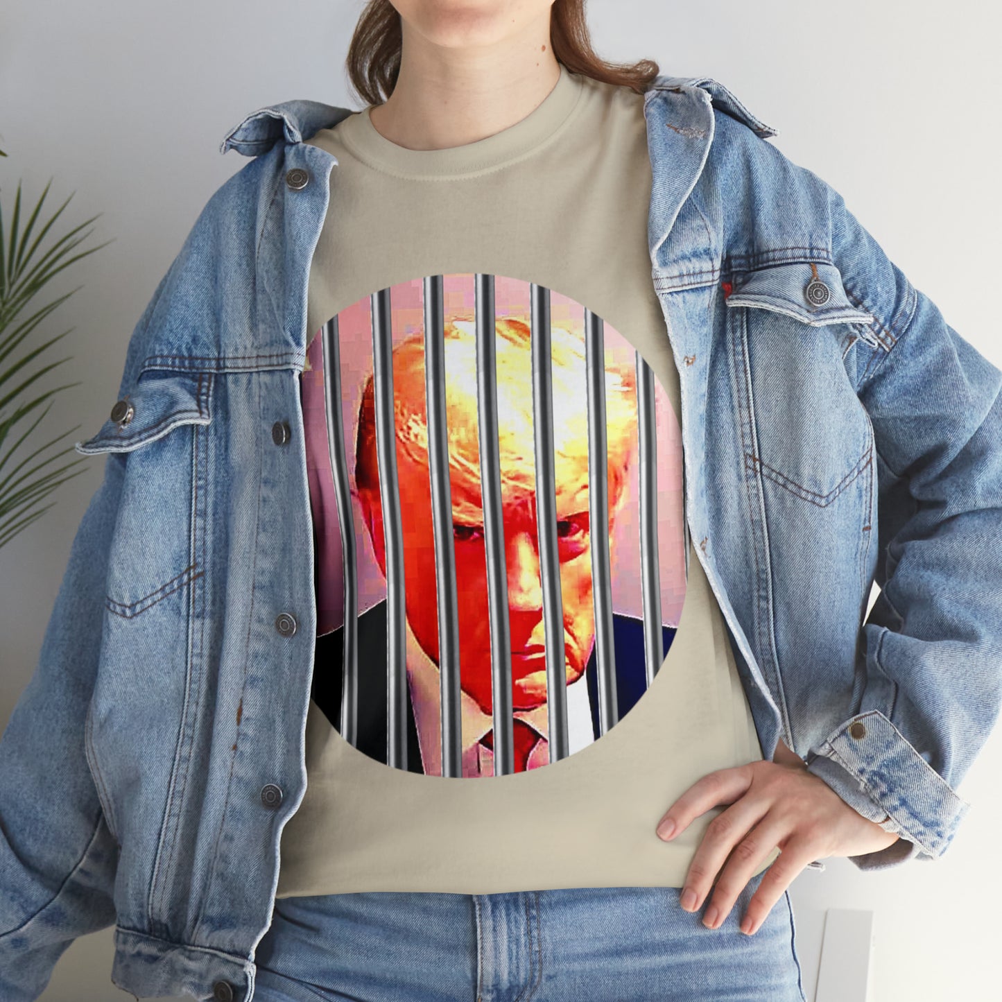 Unisex Heavy Cotton Tee, Donald Trump Behind Bars