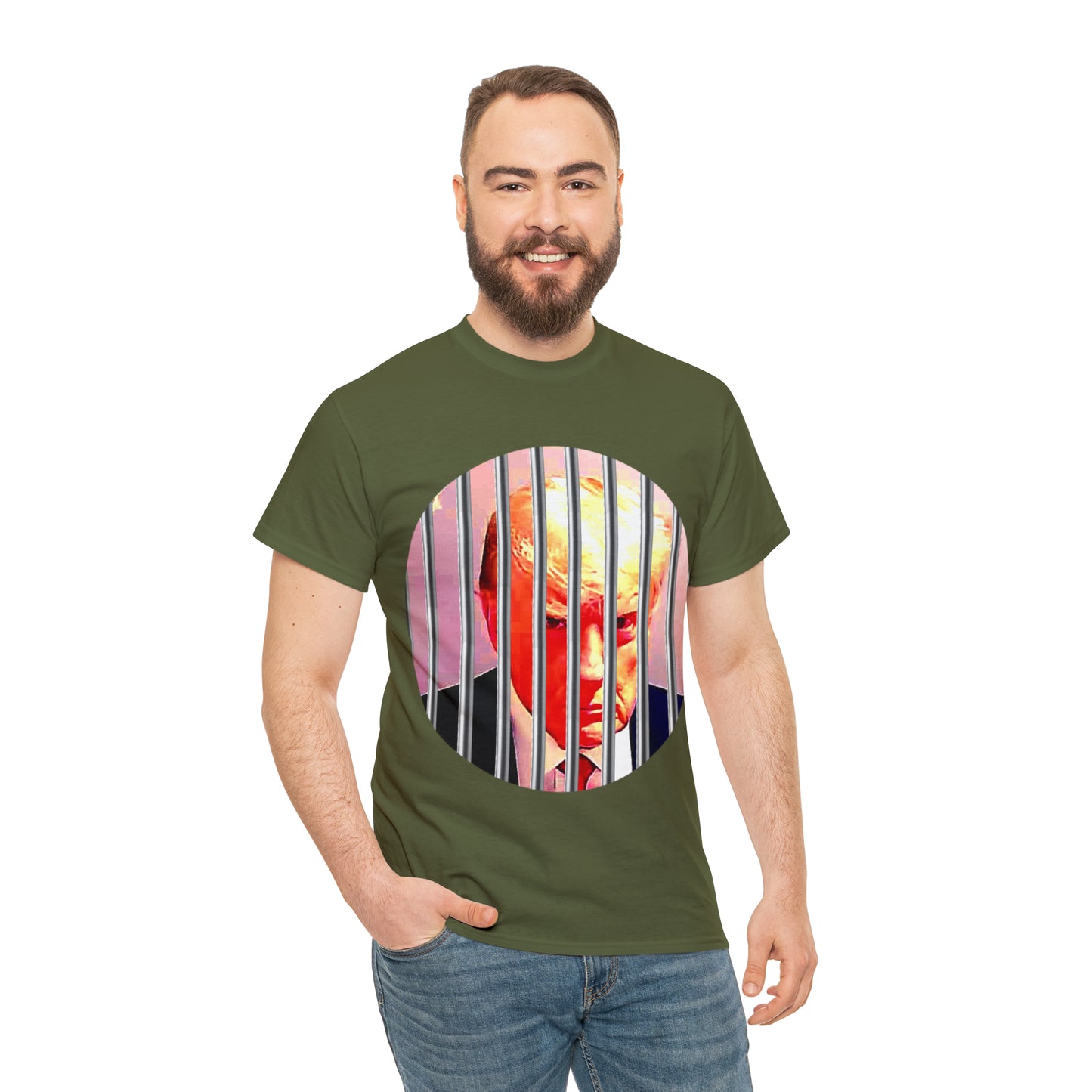 Unisex Heavy Cotton Tee, Donald Trump Behind Bars