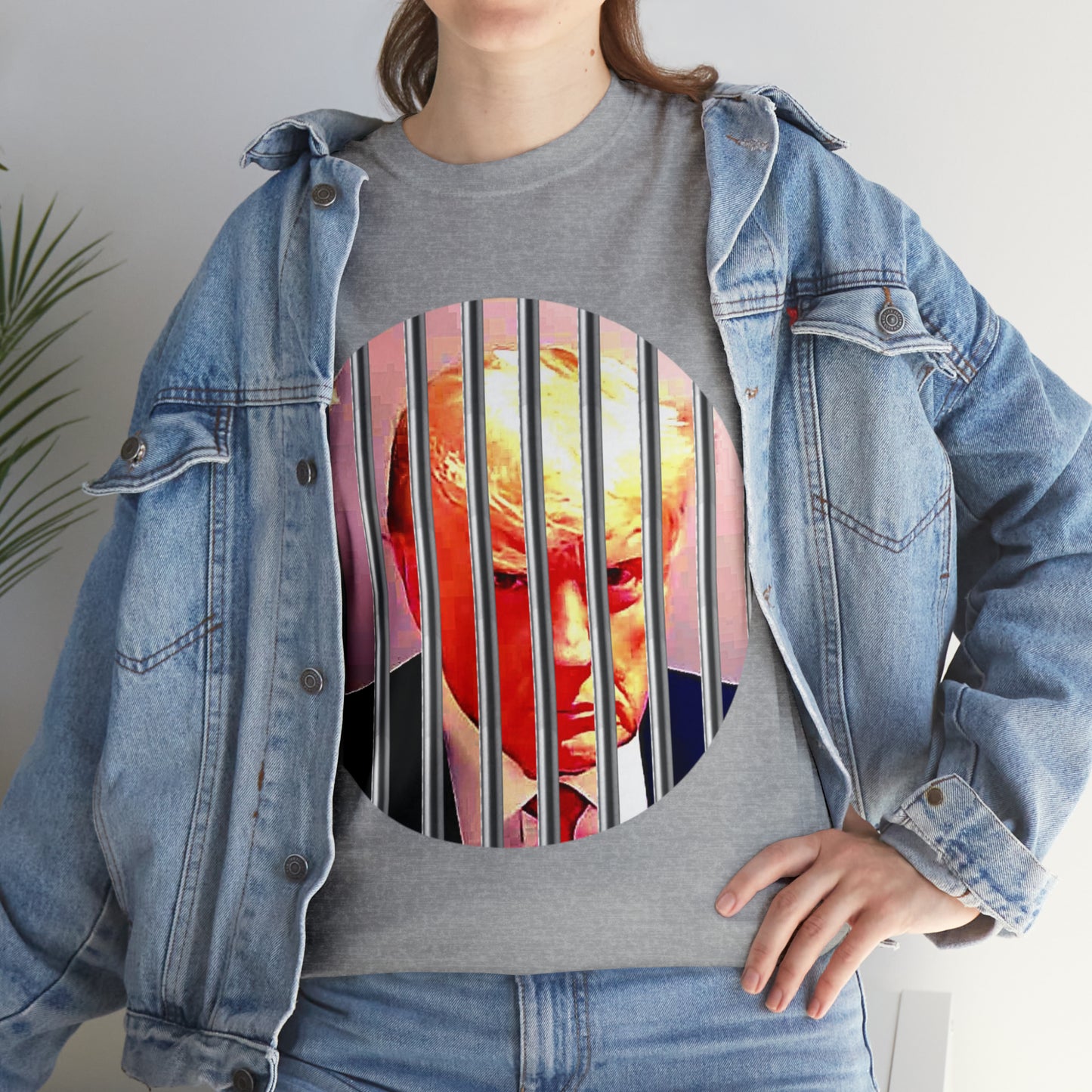 Unisex Heavy Cotton Tee, Donald Trump Behind Bars