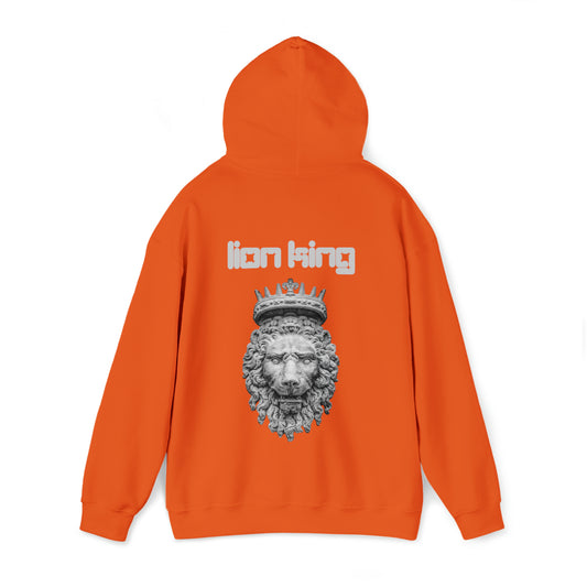 Mens Heavy Blend™ Hooded Sweatshirt - Lion King Gray on back of hoodie, w/LOGO on Front