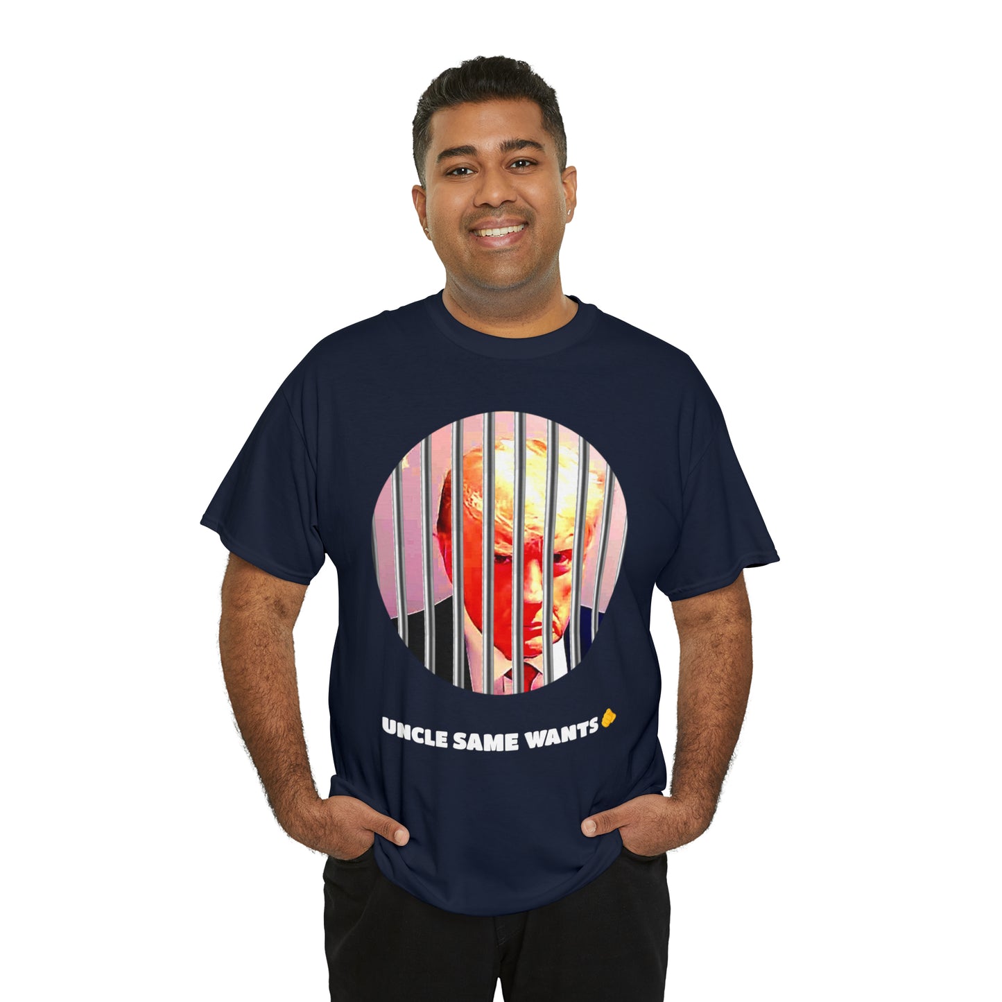 Unisex Heavy Cotton Tee, Uncle Sam Wants Donald Trump Behind Bars, TM1USWYCIR