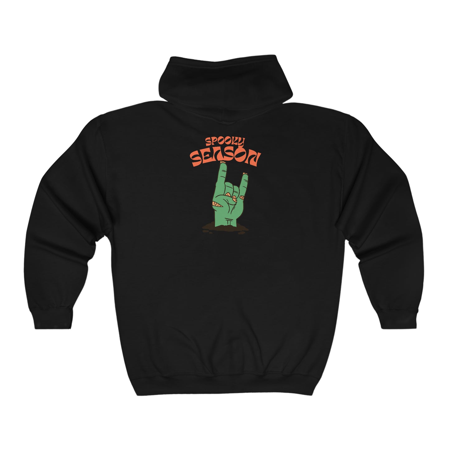 Unisex Heavy Blend™ Full Zip Hooded Sweatshirt Spooky Season on Back w/Logo on Front