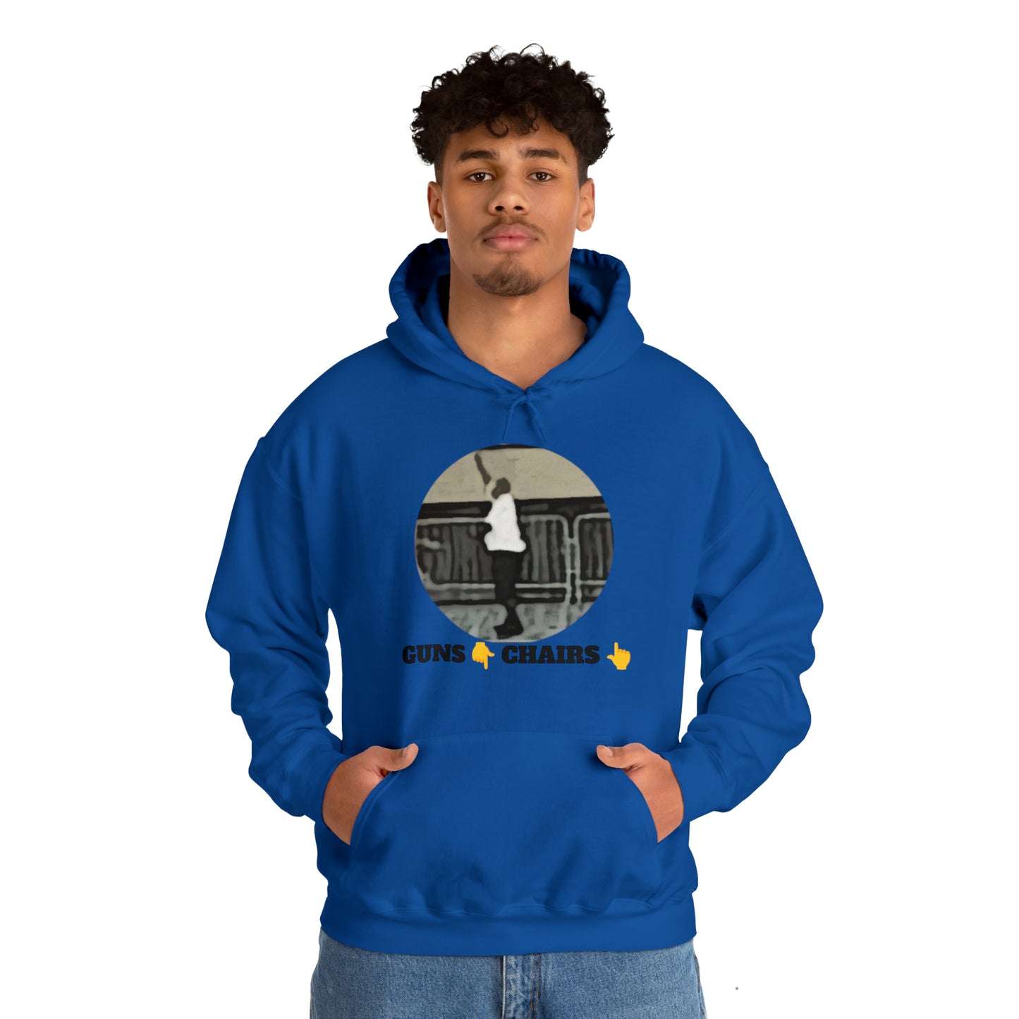 Unisex Heavy Blend™ Hooded Sweatshirt Guns Down Chairs Up TM2ARBBCIR