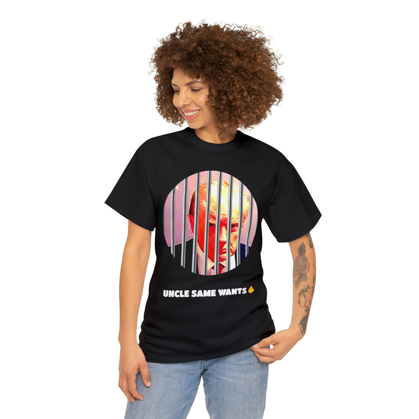 Unisex Heavy Cotton Tee, Uncle Sam Wants Donald Trump Behind Bars, TM1USWYCIR