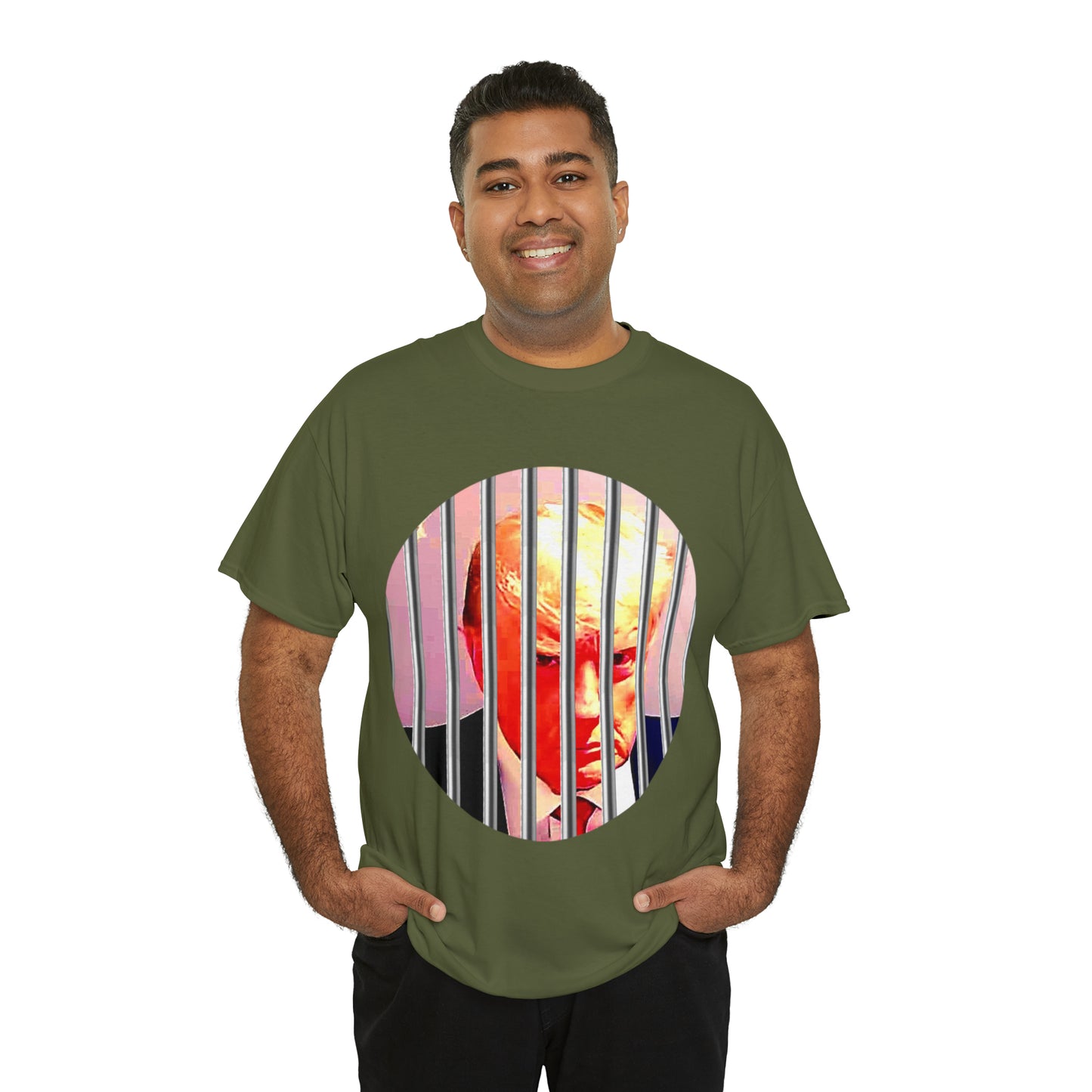 Unisex Heavy Cotton Tee, Donald Trump Behind Bars