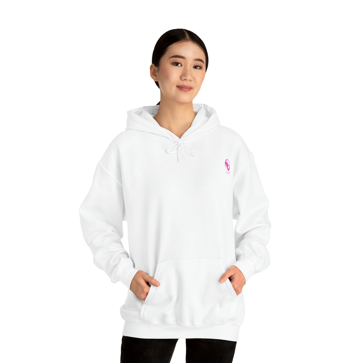 Women's Heavy Blend™ Hooded Sweatshirt - Lion Queen on back of hoodie, w/LOGO on front