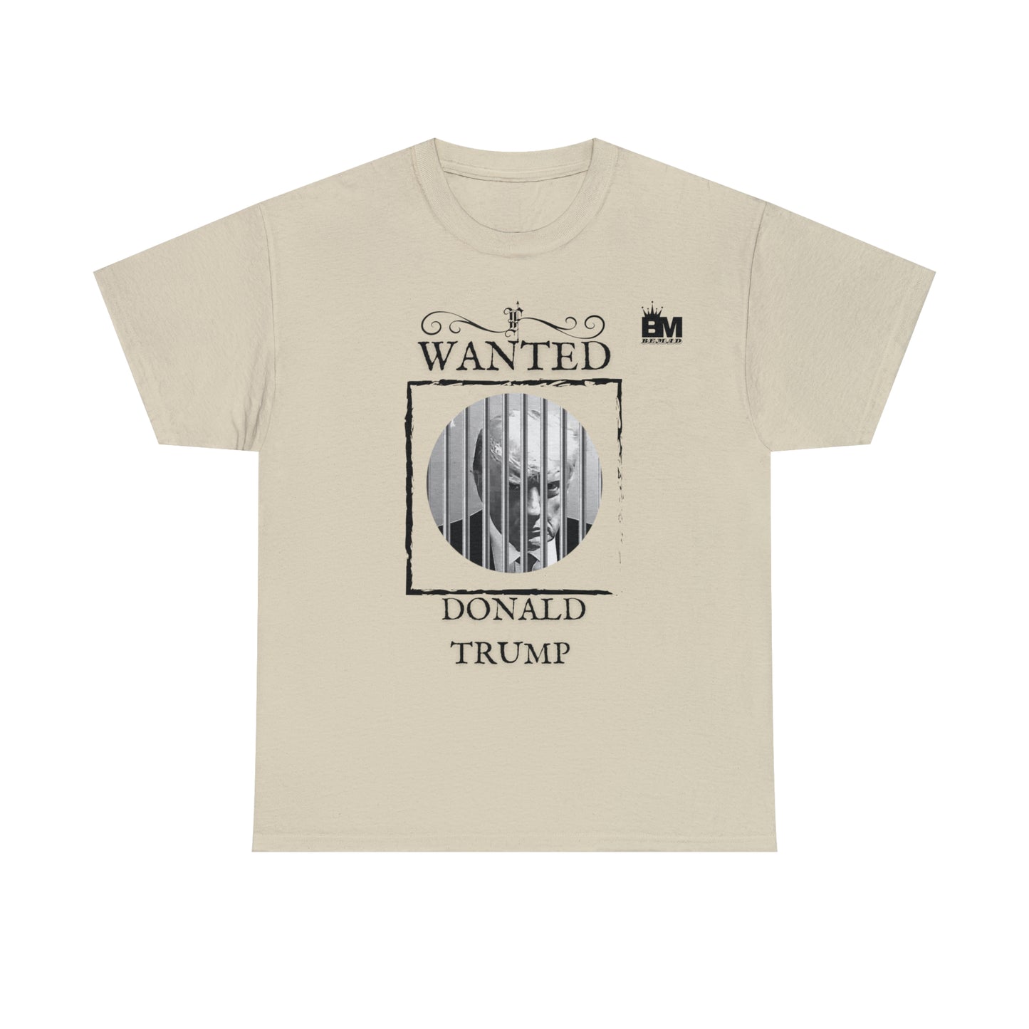 Unisex Heavy Cotton Tee, Uncle Sam Wants Donald Trump Behind Bars Black and white