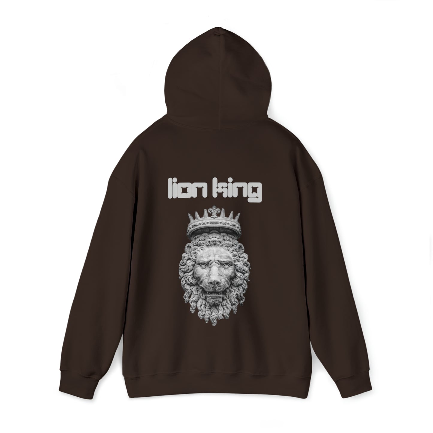 Mens Heavy Blend™ Hooded Sweatshirt - Lion King Gray on back of hoodie, w/LOGO on Front