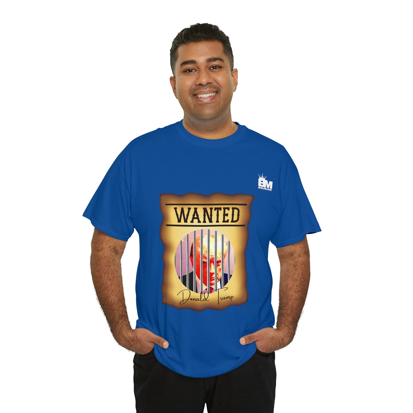 Unisex Heavy Cotton Tee, Uncle Sam Wants Donald Trump Behind Bars, Color Wanted Poster