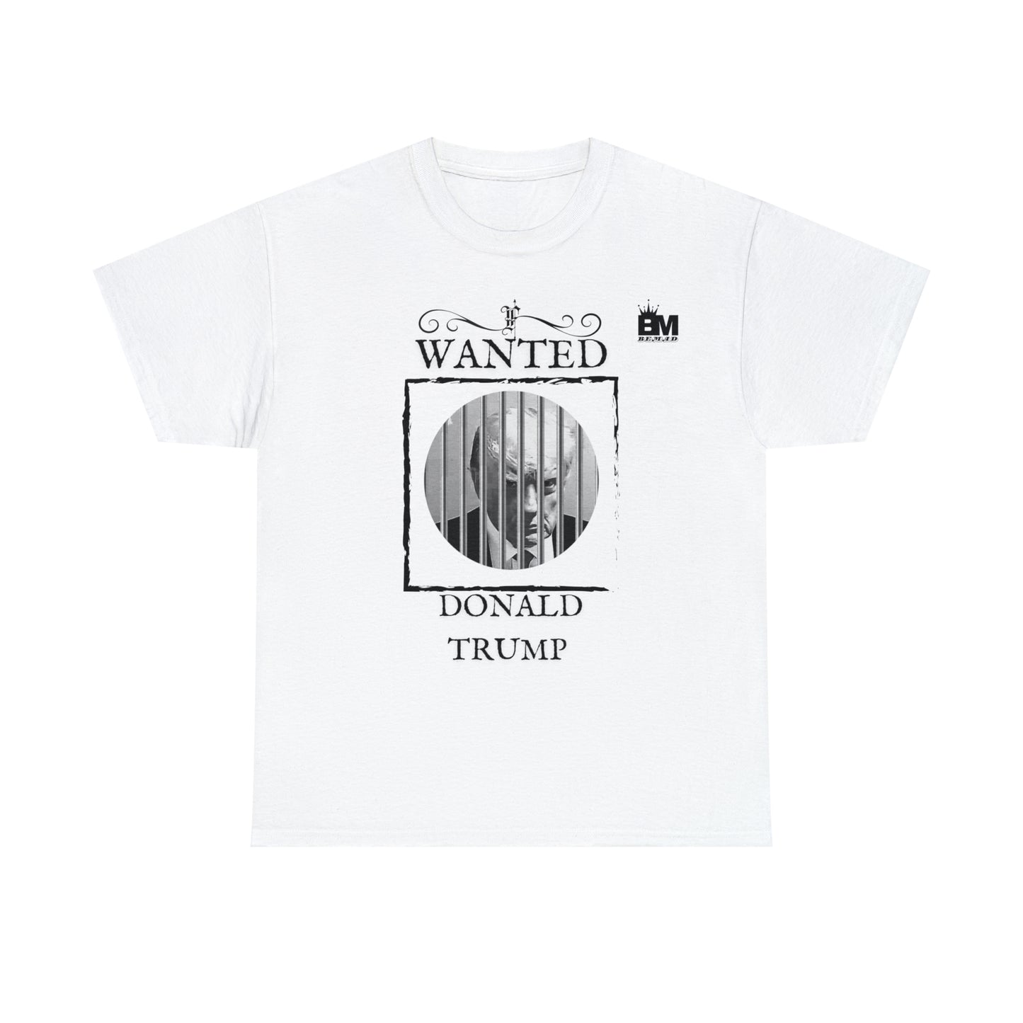 Unisex Heavy Cotton Tee, Uncle Sam Wants Donald Trump Behind Bars Black and white