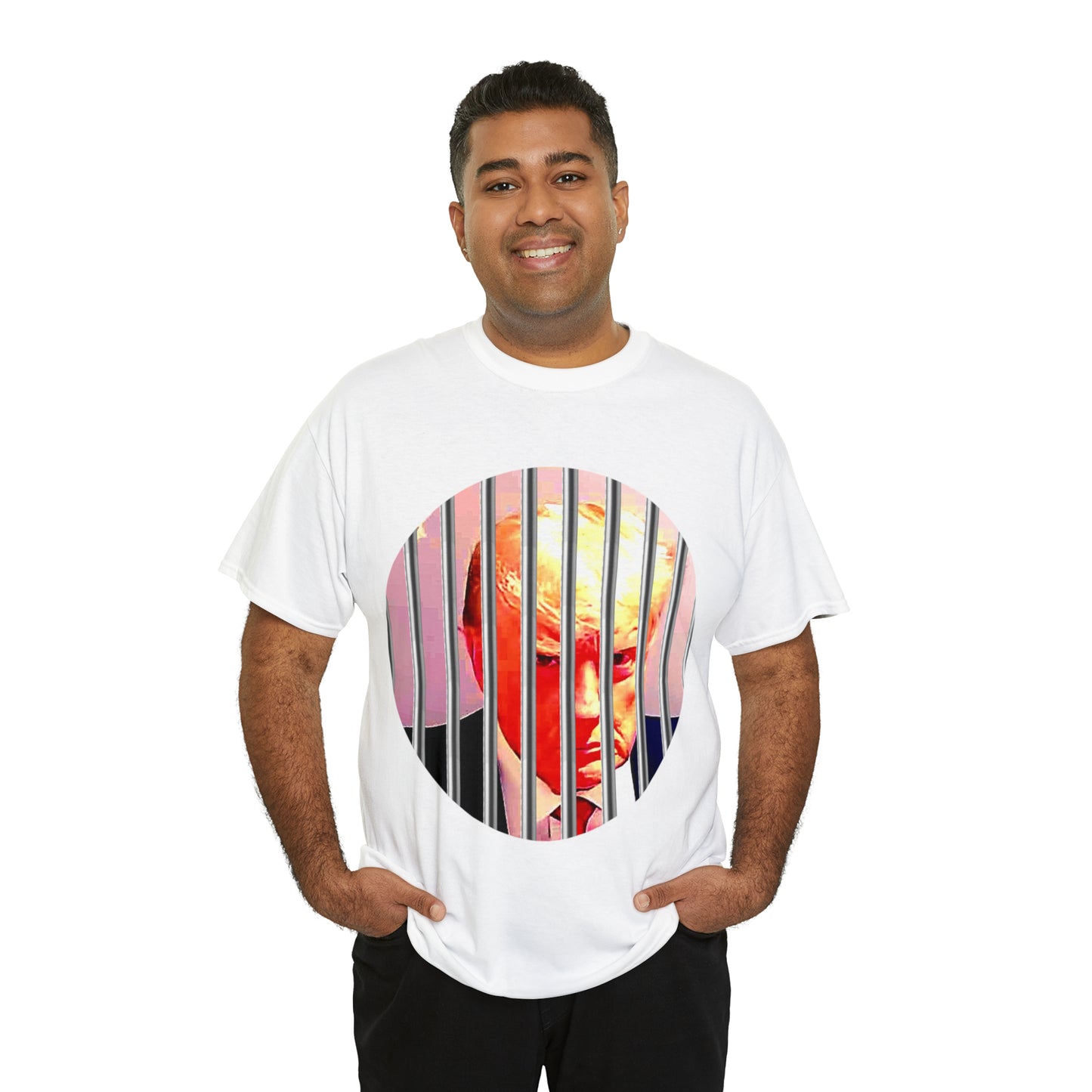 Unisex Heavy Cotton Tee, Donald Trump Behind Bars