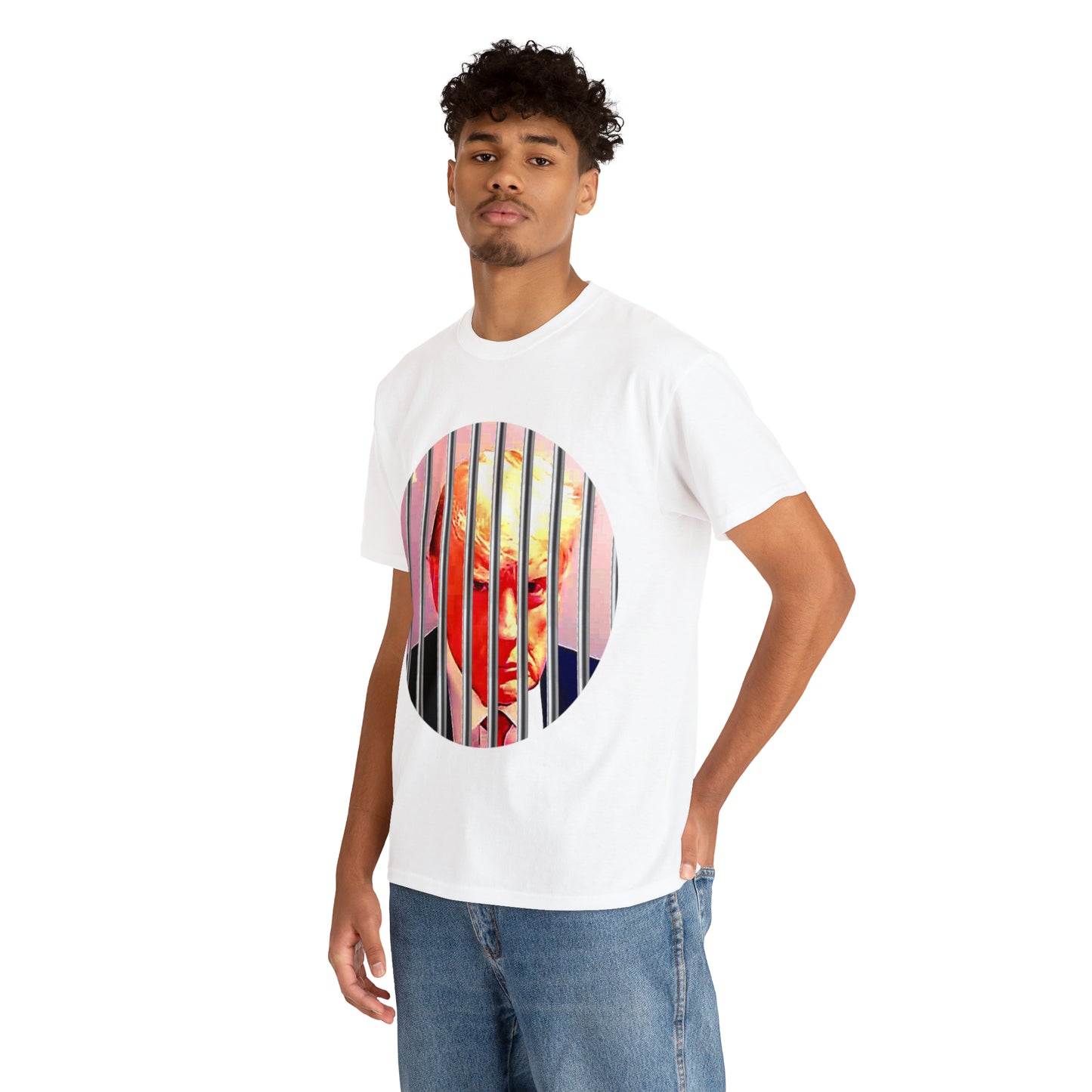 Unisex Heavy Cotton Tee, Donald Trump Behind Bars