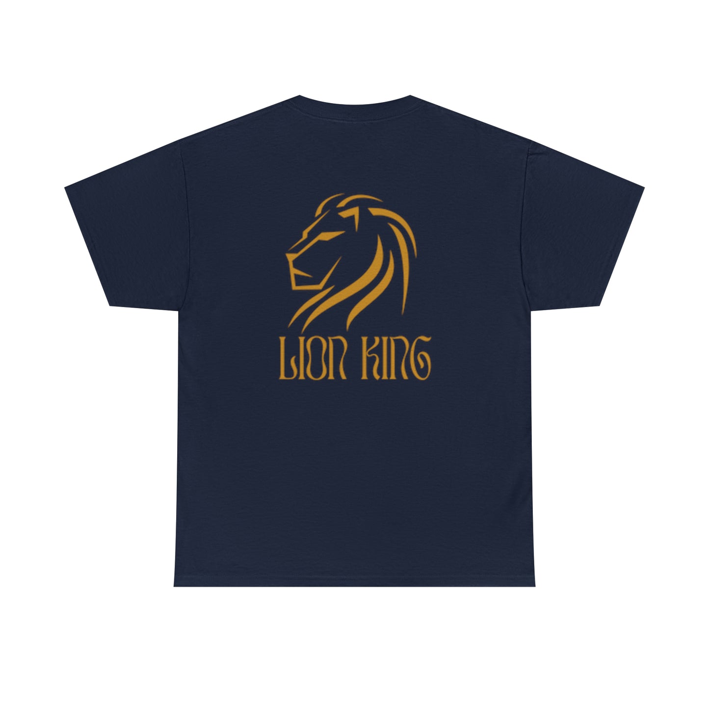 Mens Heavy Cotton Tee, Lion King Back of Shirt, W/LOGO front