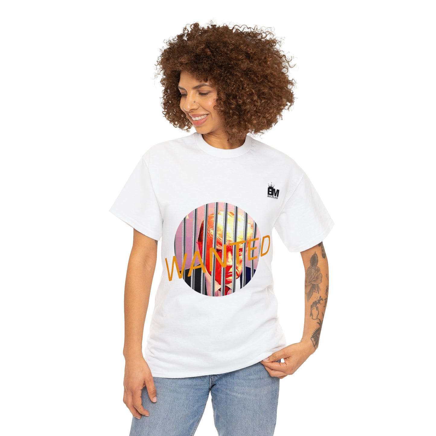 Unisex Heavy Cotton Tee, Donald Trump Wanted Behind Bars, TM1USWYCIR