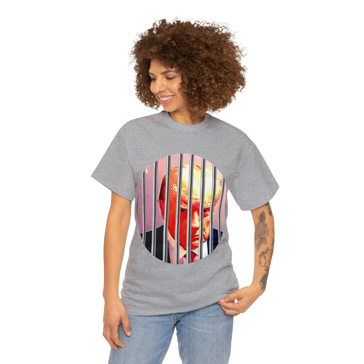 Unisex Heavy Cotton Tee, Donald Trump Behind Bars