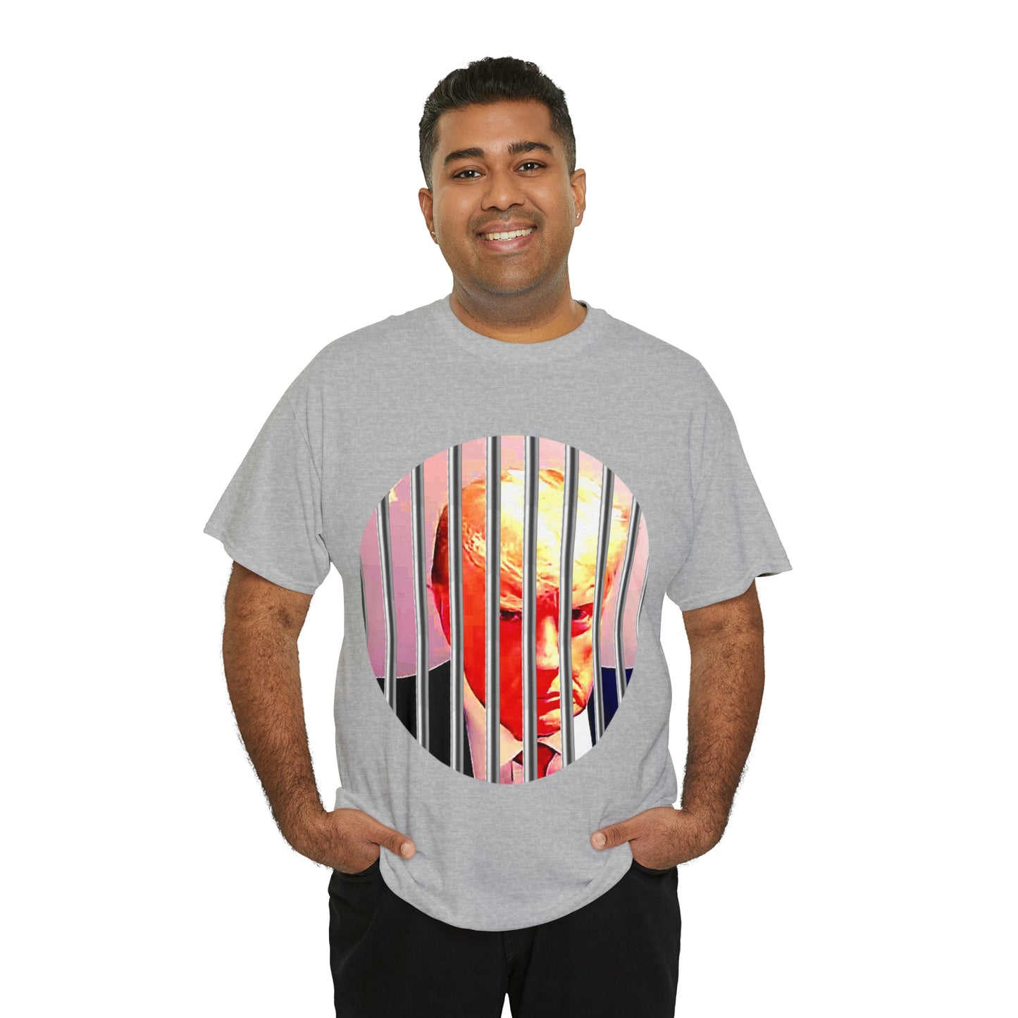 Unisex Heavy Cotton Tee, Donald Trump Behind Bars