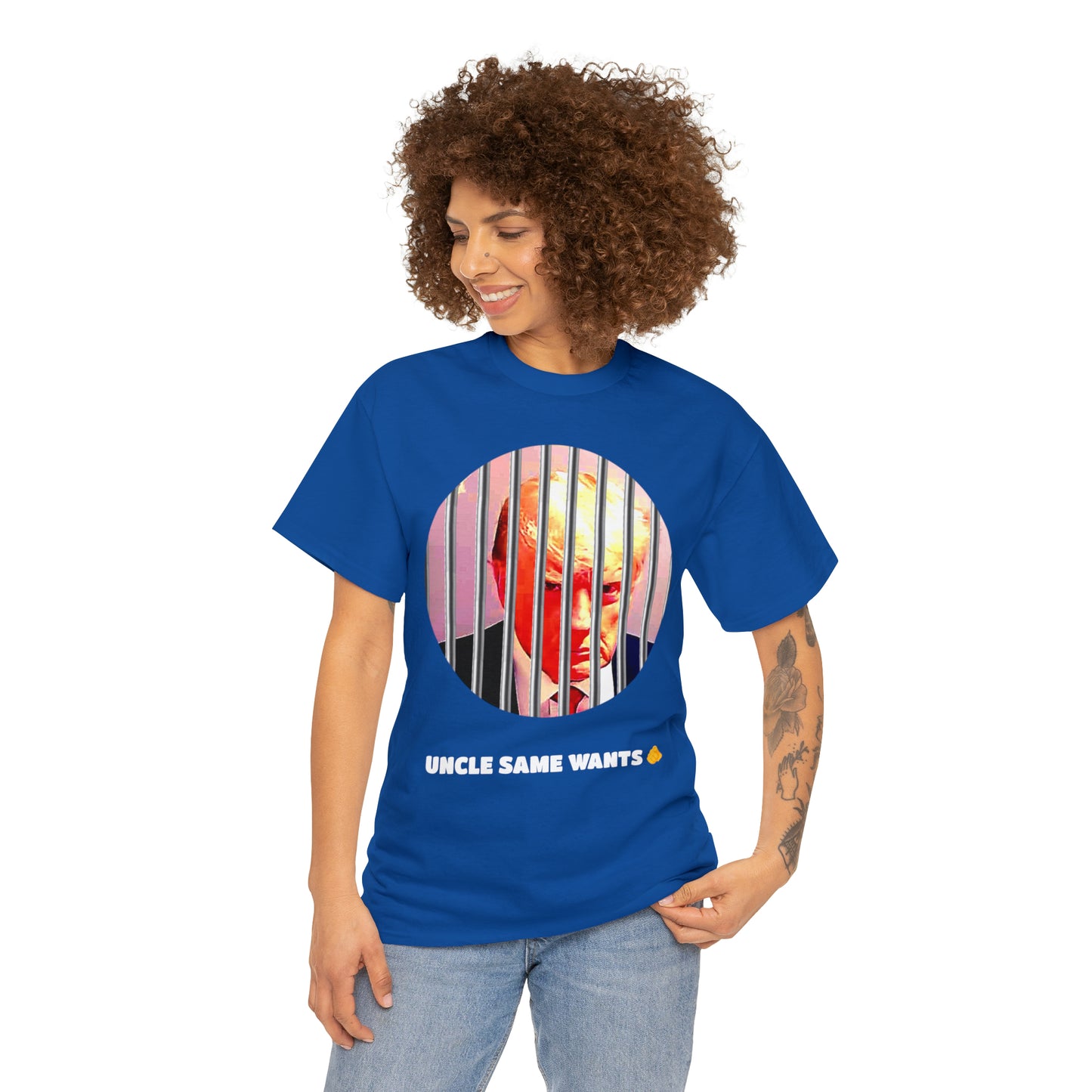 Unisex Heavy Cotton Tee, Uncle Sam Wants Donald Trump Behind Bars, TM1USWYCIR