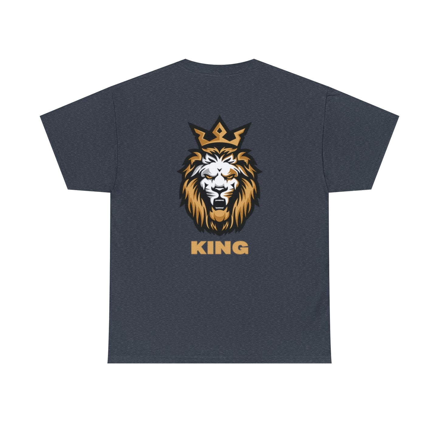 Mens Heavy Cotton Tee, King of the Jungle Back of Shirt w/Logo on Front