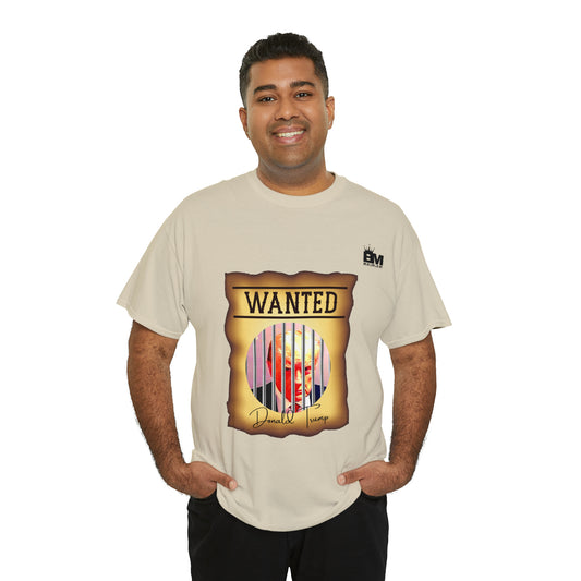 Unisex Heavy Cotton Tee, Uncle Sam Wants Donald Trump Behind Bars, Color Wanted Poster