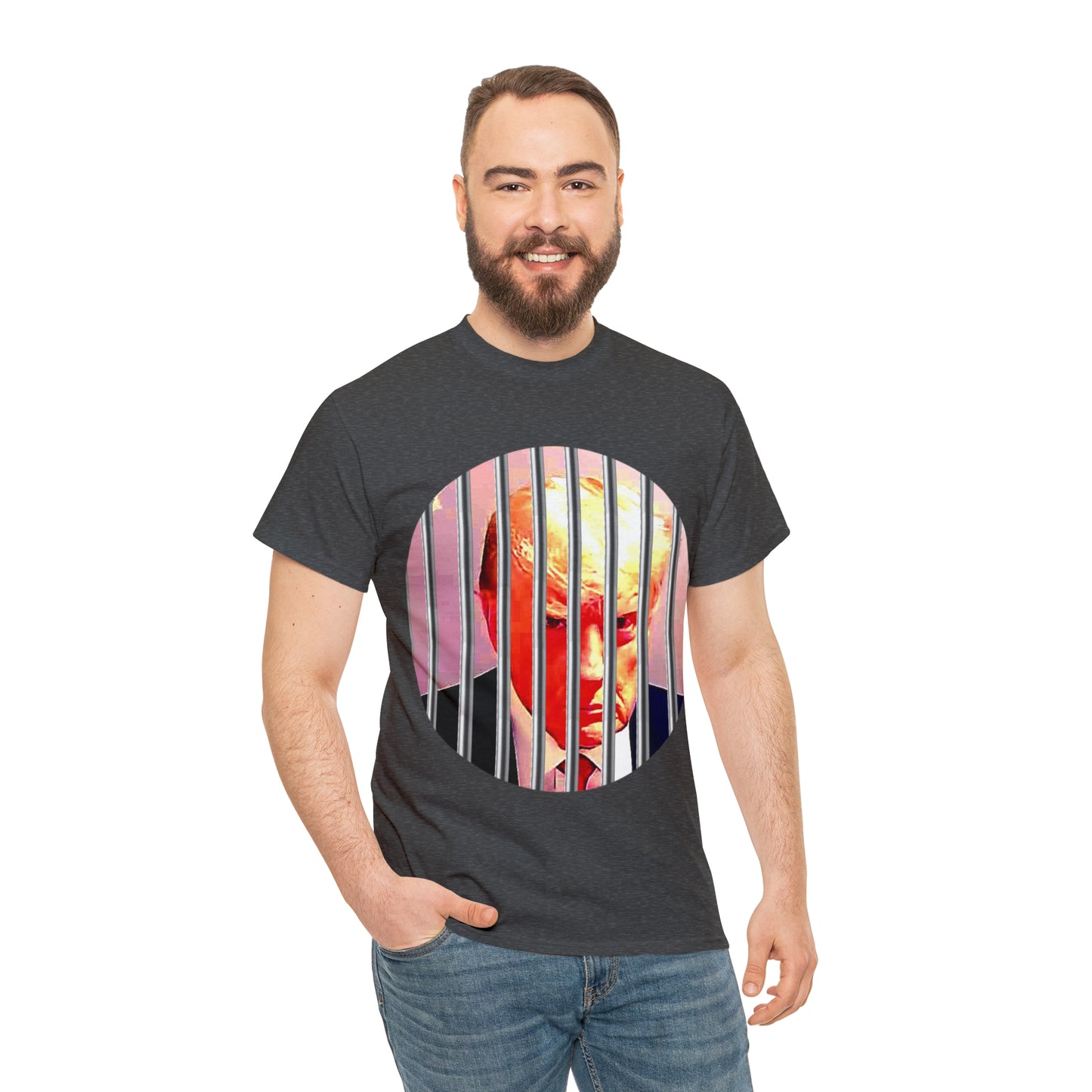 Unisex Heavy Cotton Tee, Donald Trump Behind Bars