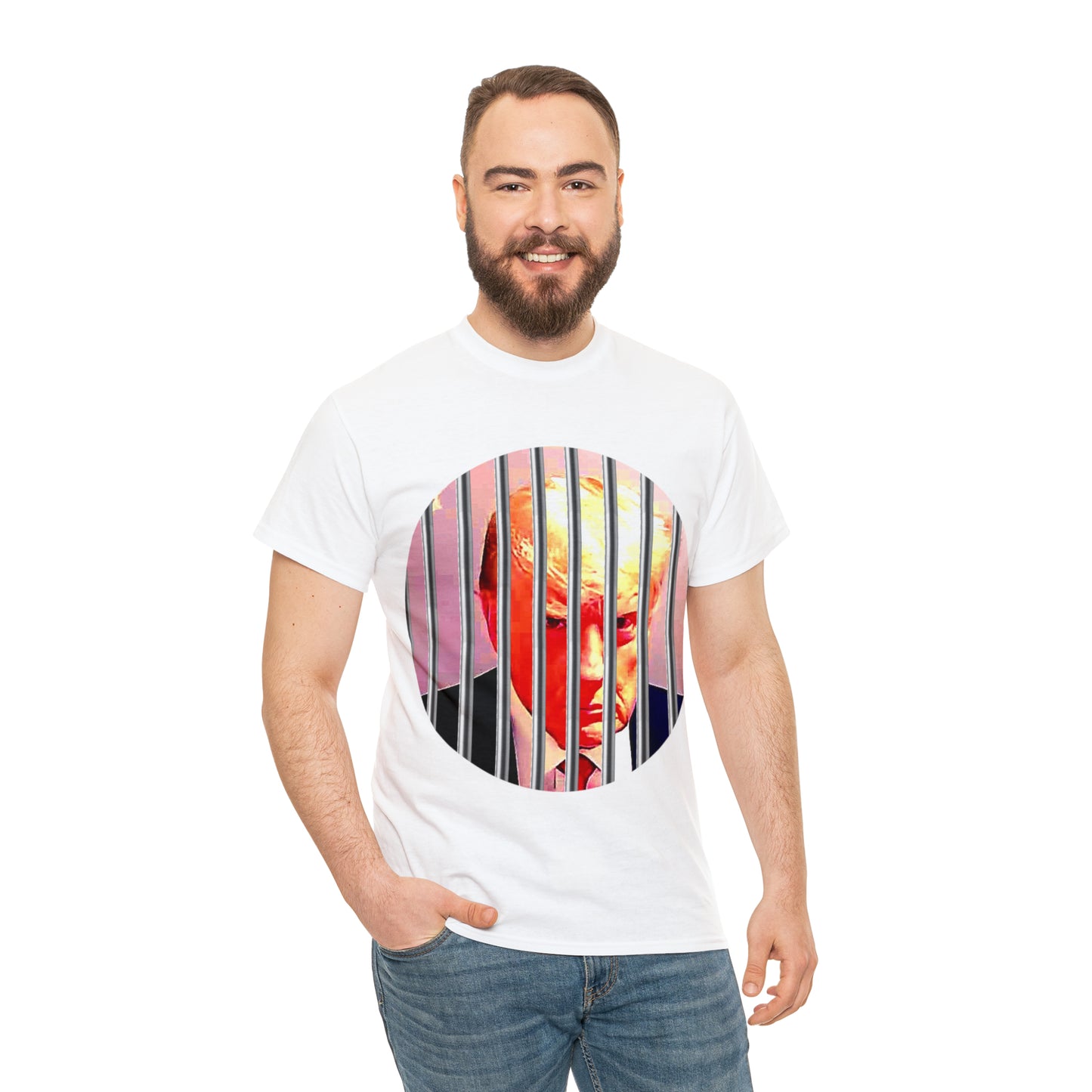 Unisex Heavy Cotton Tee, Donald Trump Behind Bars