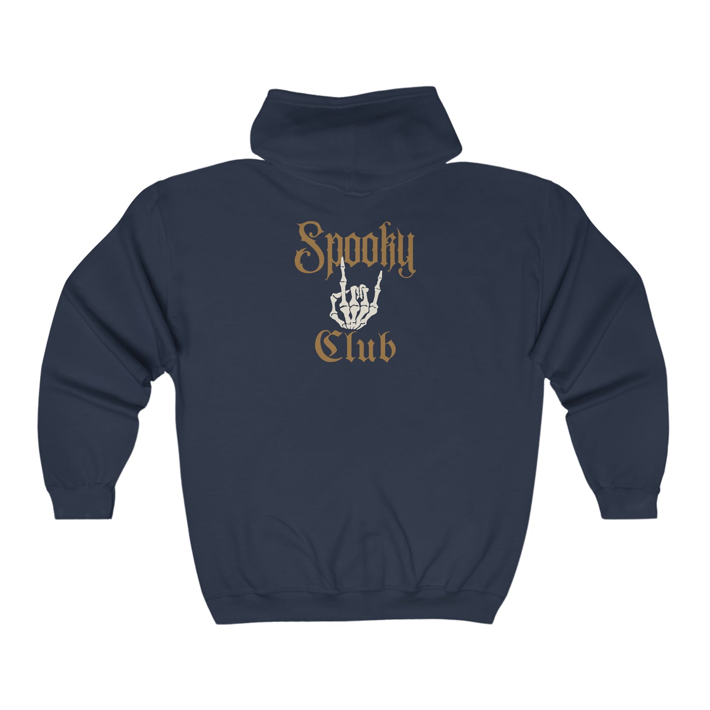 Unisex Heavy Blend™ Full Zip Hooded Sweatshirt Spooky Club on Back w/Logo on Front