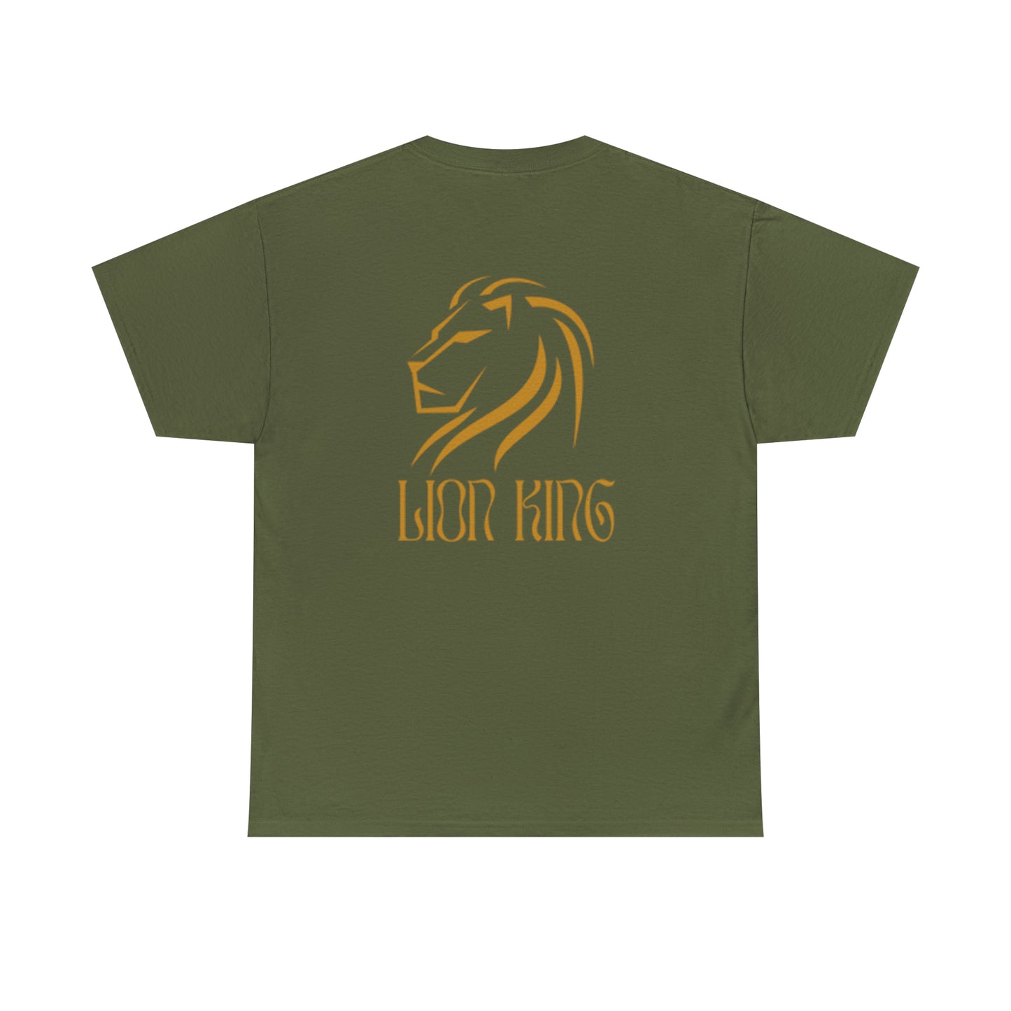 Mens Heavy Cotton Tee, Lion King Back of Shirt, W/LOGO front