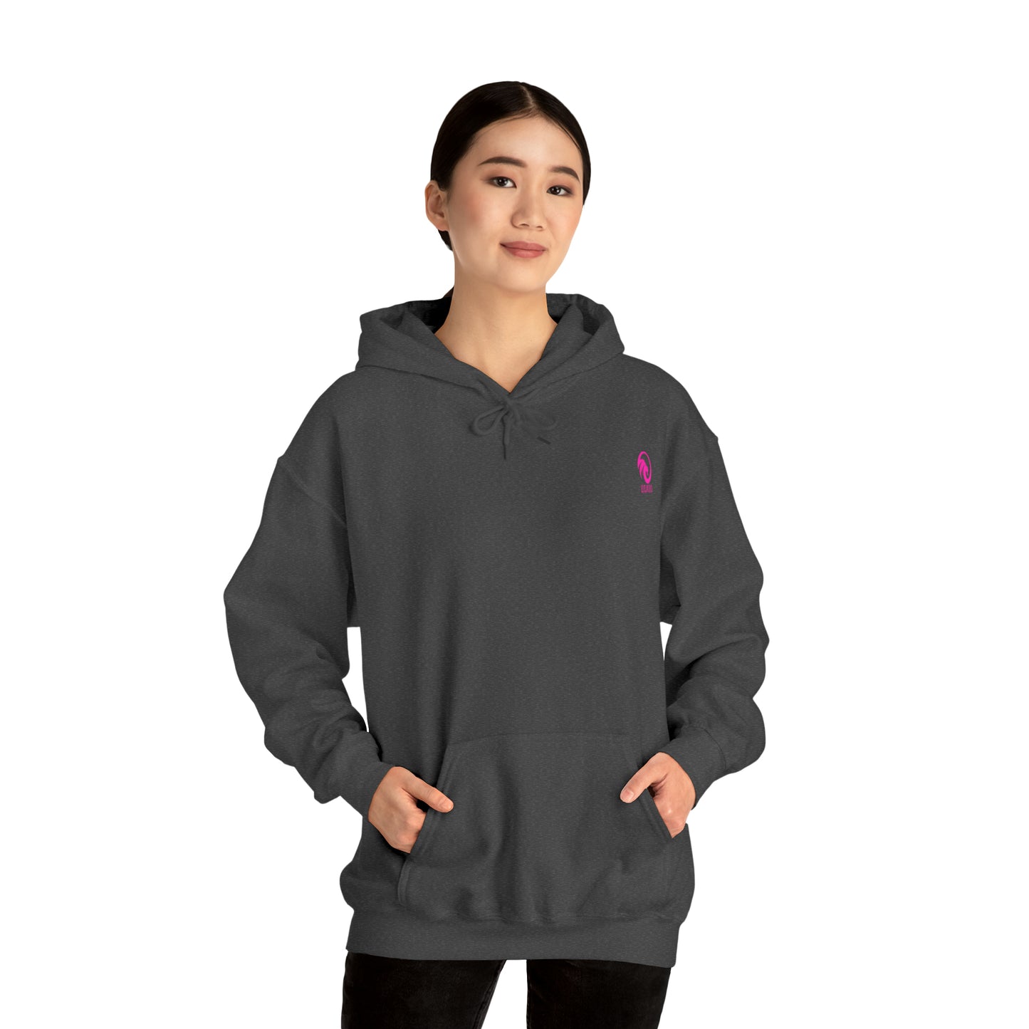 Women's Heavy Blend™ Hooded Sweatshirt - Lion Queen on back of hoodie, w/LOGO on front