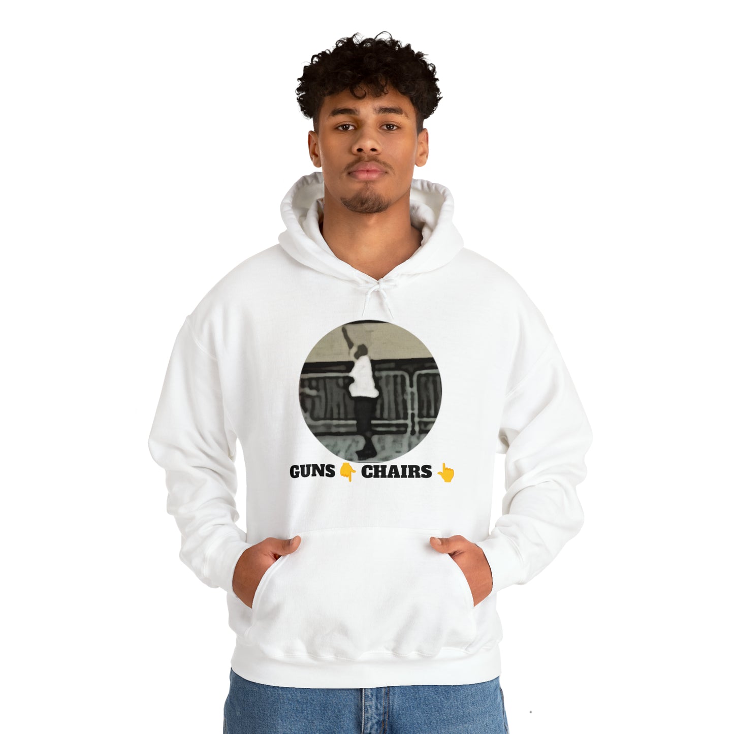 Unisex Heavy Blend™ Hooded Sweatshirt Guns Down Chairs Up TM2ARBBCIR