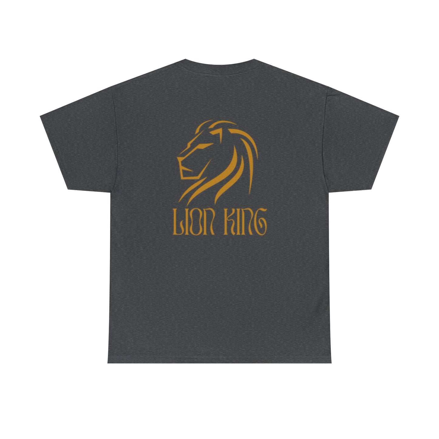 Mens Heavy Cotton Tee, Lion King Back of Shirt, W/LOGO front