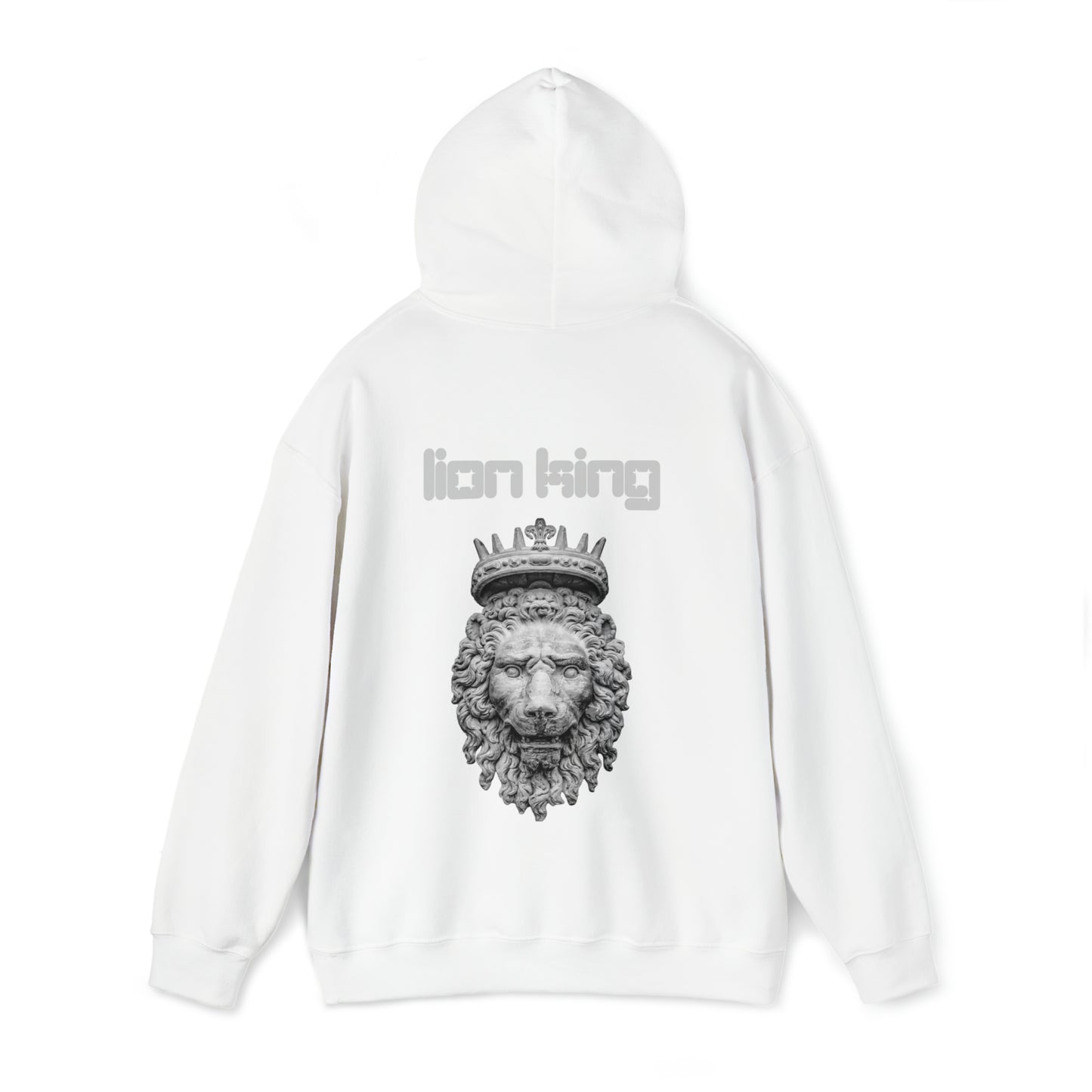 Mens Heavy Blend™ Hooded Sweatshirt - Lion King Gray on back of hoodie, w/LOGO on Front