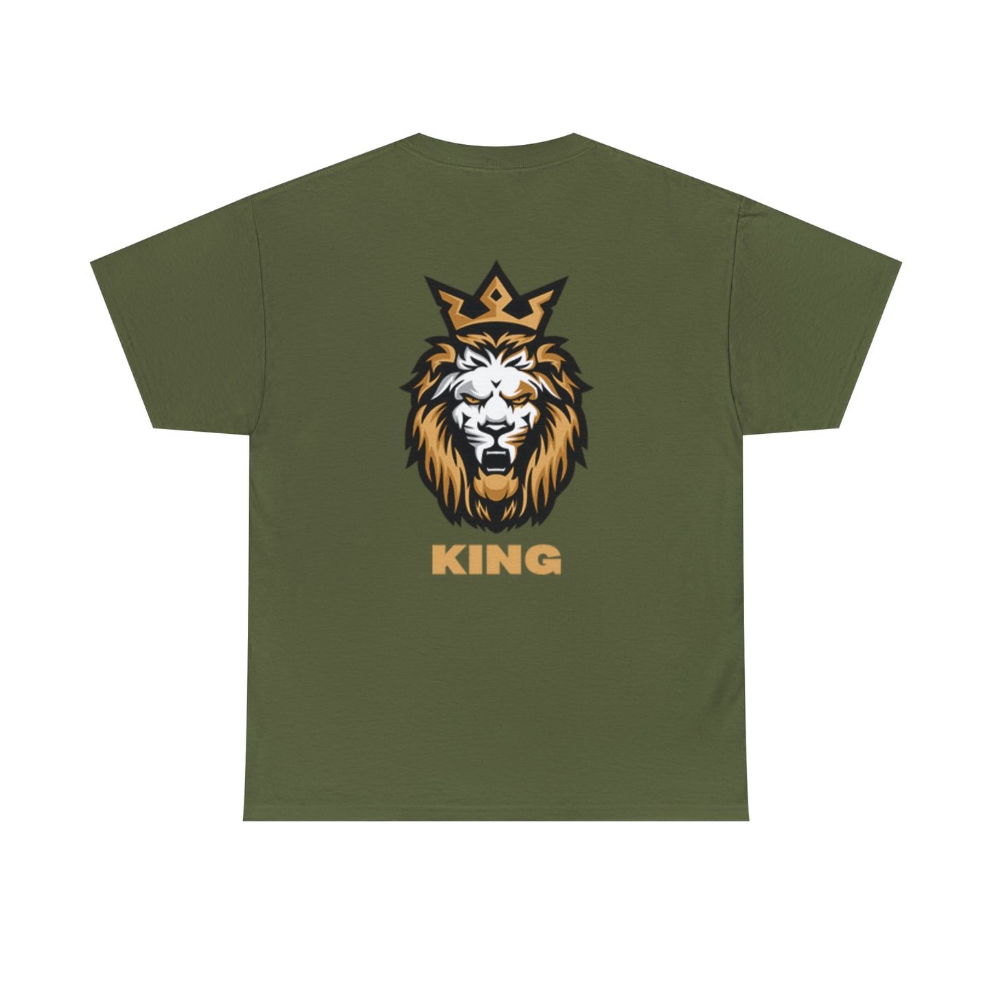 Mens Heavy Cotton Tee, King of the Jungle Back of Shirt w/Logo on Front