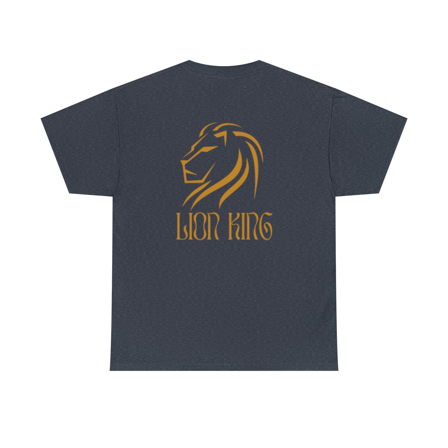 Mens Heavy Cotton Tee, Lion King Back of Shirt, W/LOGO front