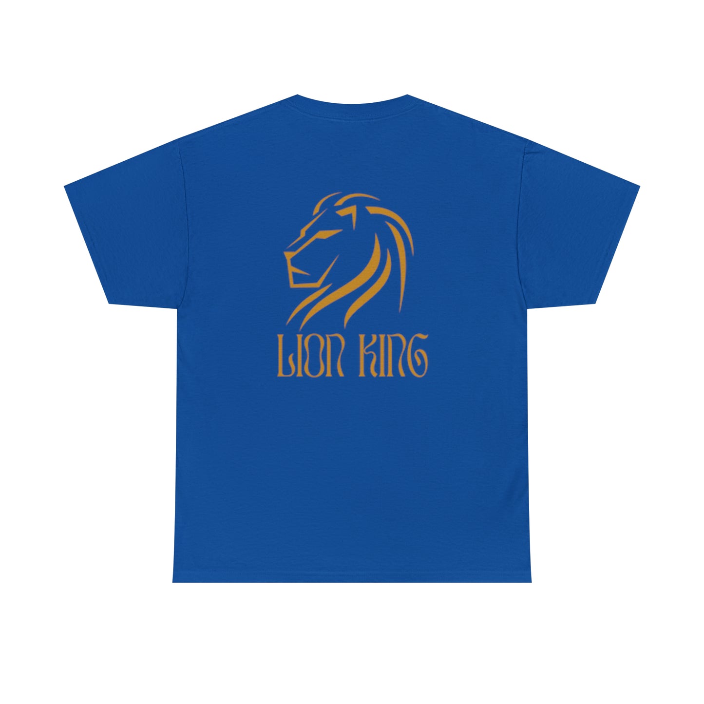 Mens Heavy Cotton Tee, Lion King Back of Shirt, W/LOGO front