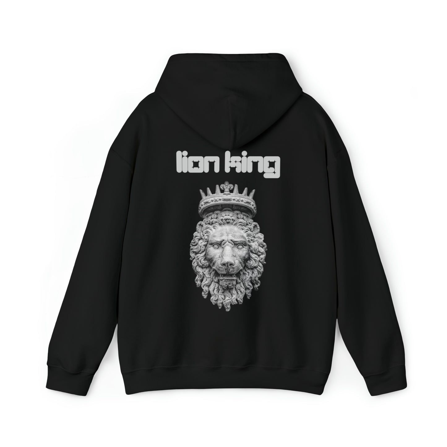 Mens Heavy Blend™ Hooded Sweatshirt - Lion King Gray on back of hoodie, w/LOGO on Front