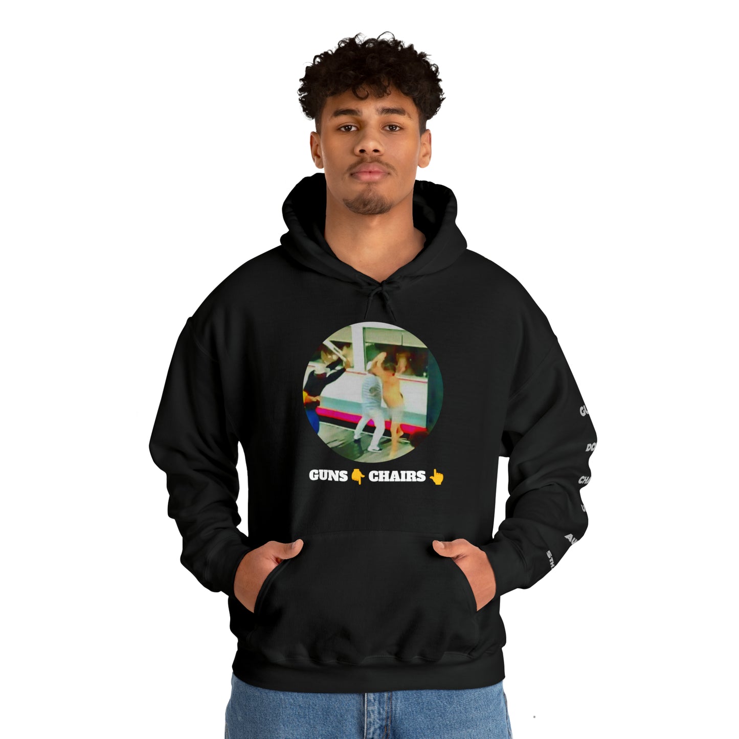 Unisex Heavy Blend™ Hooded Sweatshirt Guns Down Chairs Up TM1ARBBCIR