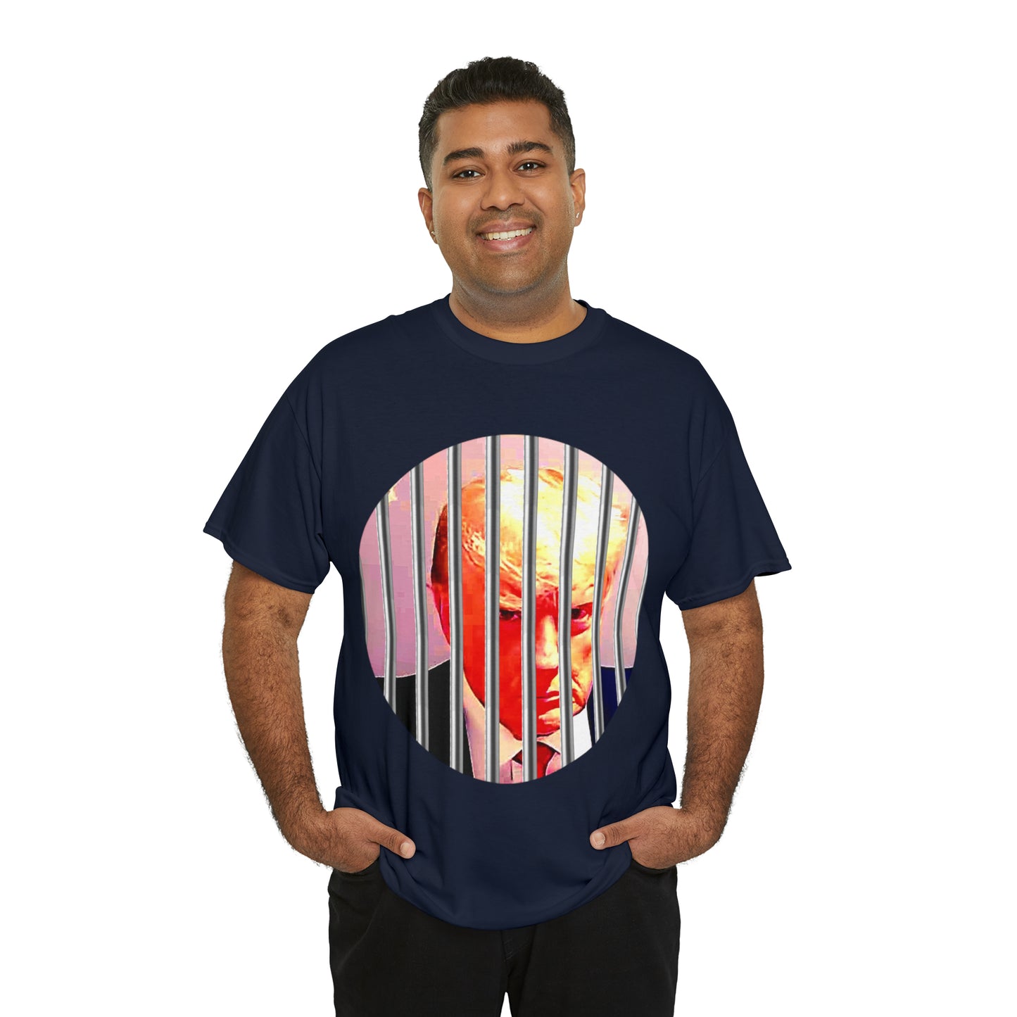 Unisex Heavy Cotton Tee, Donald Trump Behind Bars